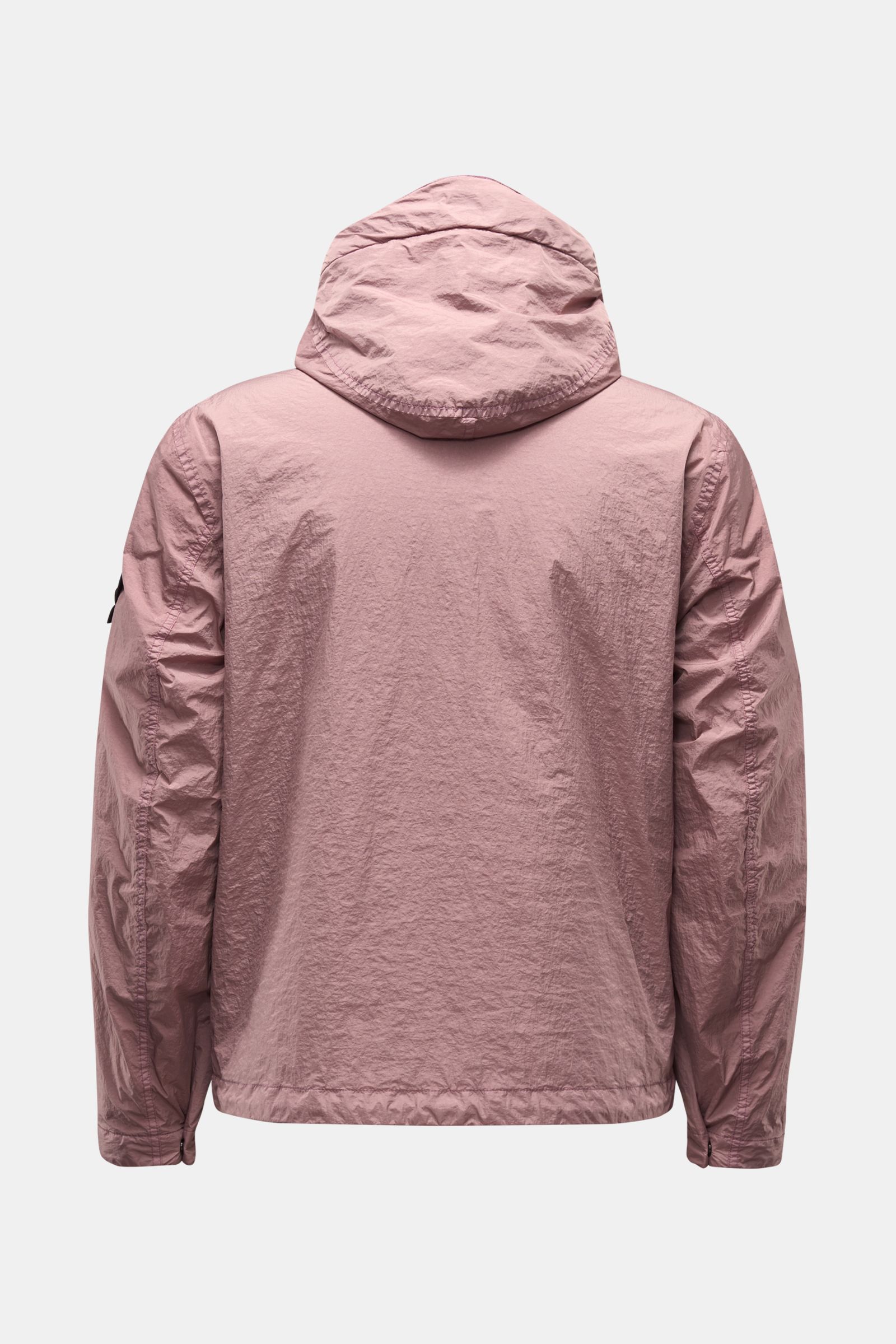 Stone Island Jacke 'Garment Dyed Crincle Reps NY' altrosa, Rückansicht, ultraleicht, wasserabweisend, windblockend, Kapuze, Slim Fit, Kompass-Badge am Arm.