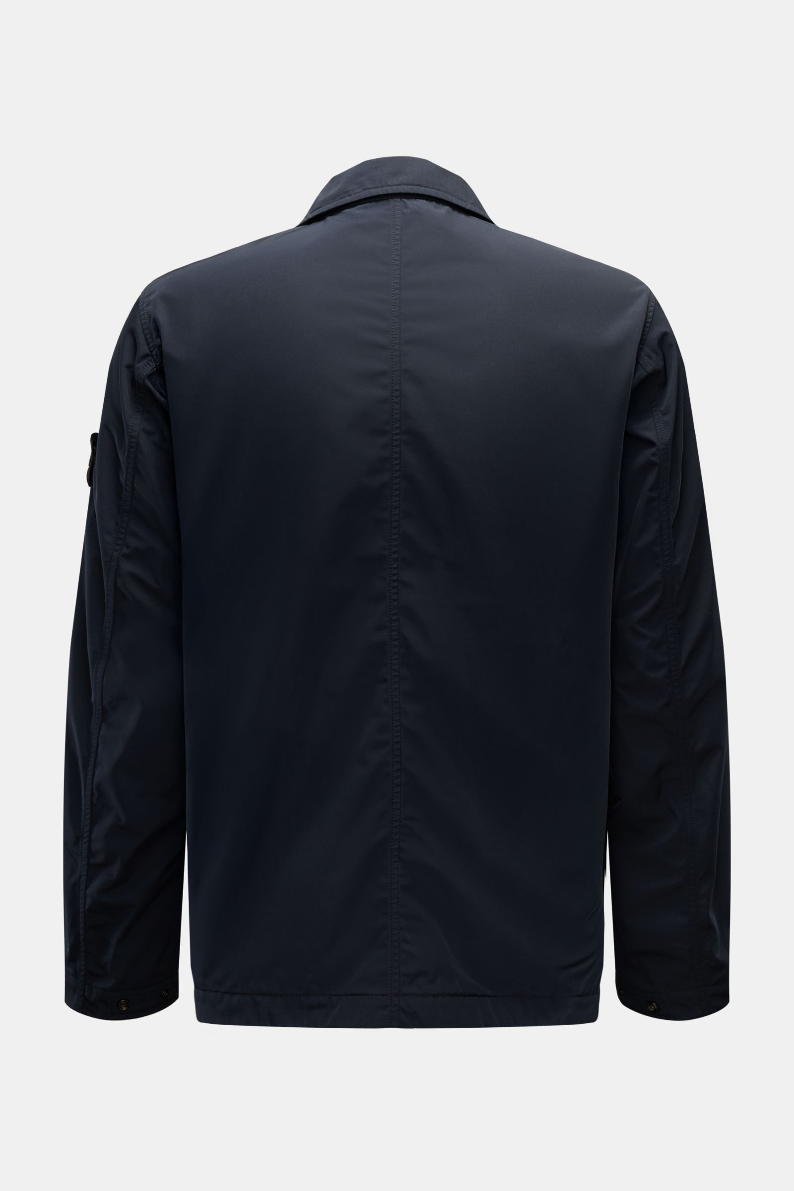 Stone Island Jacke 'Micro Twill' navy, Rückansicht, glatter Micro-Twill, Slim Fit, wasserabweisend, Kompass-Badge am Ärmel, regulierbare Manschetten.
