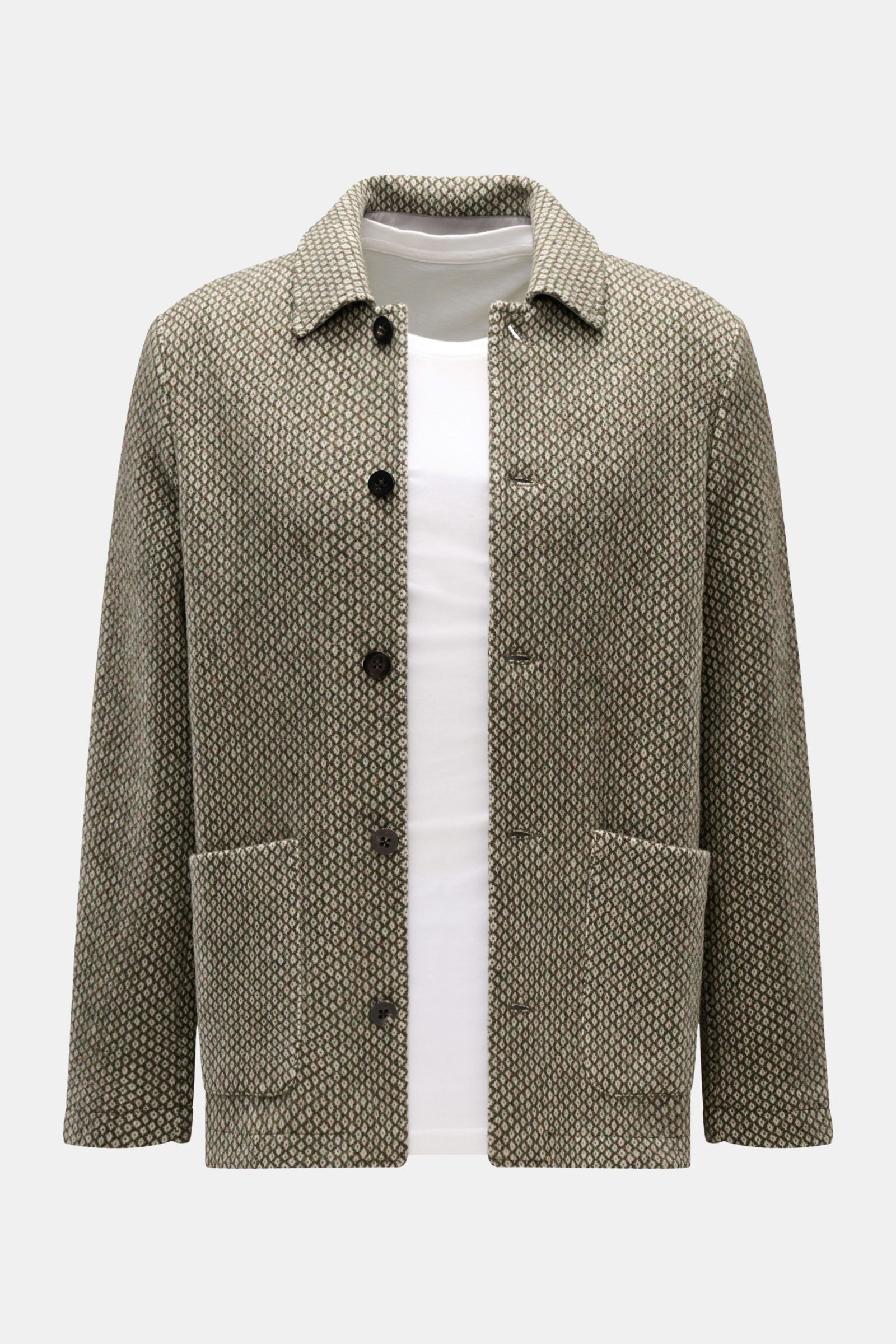 04651/ A trip in a bag Wolljacke grün/creme gemustert