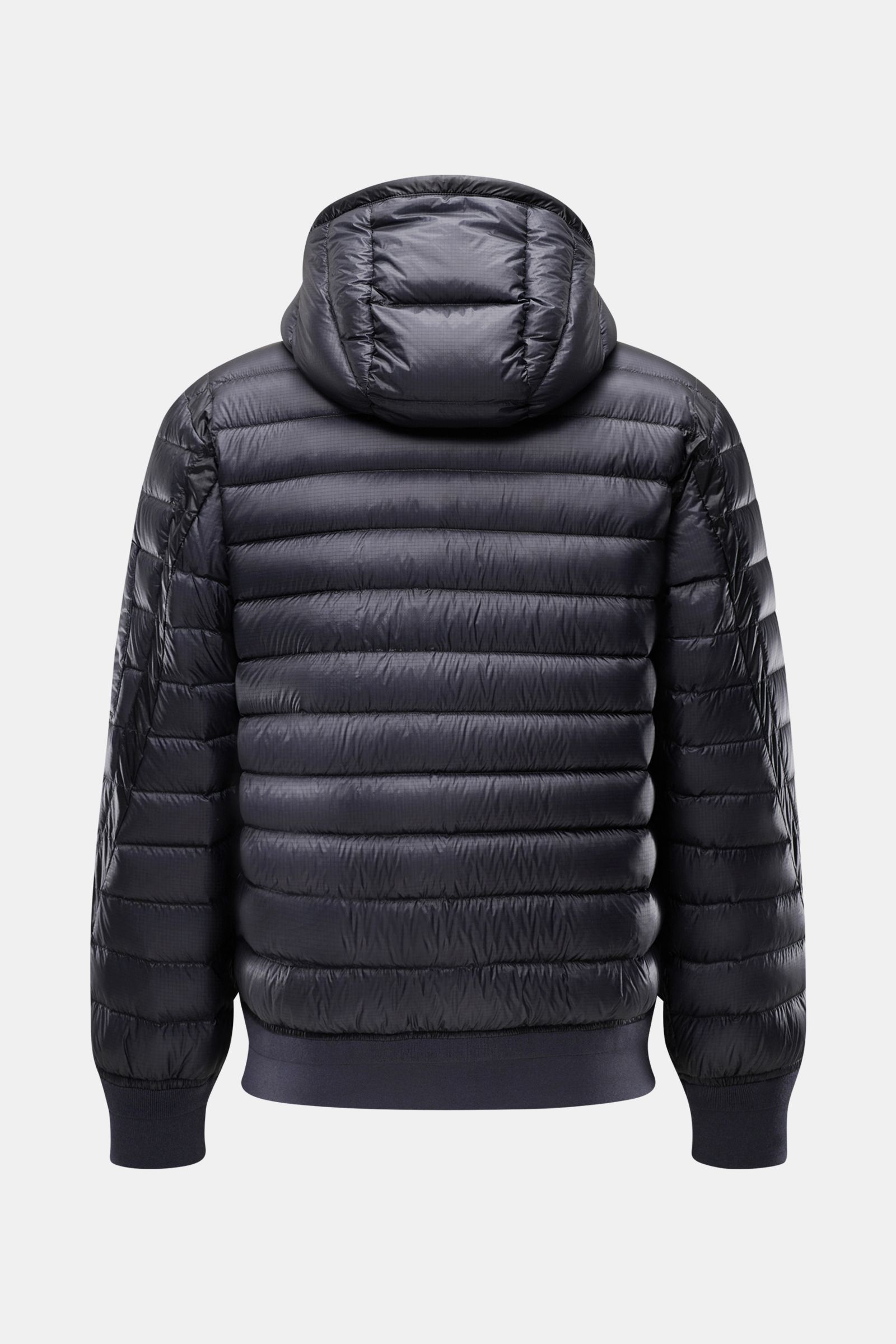 C.P. Company Daunenblouson dark navy, Rückansicht, wasserabweisender Ripstop, ultraleicht, Daunenwattierung, Kapuze mit Tunnelzug, Slim Fit, elastische Abschlüsse.