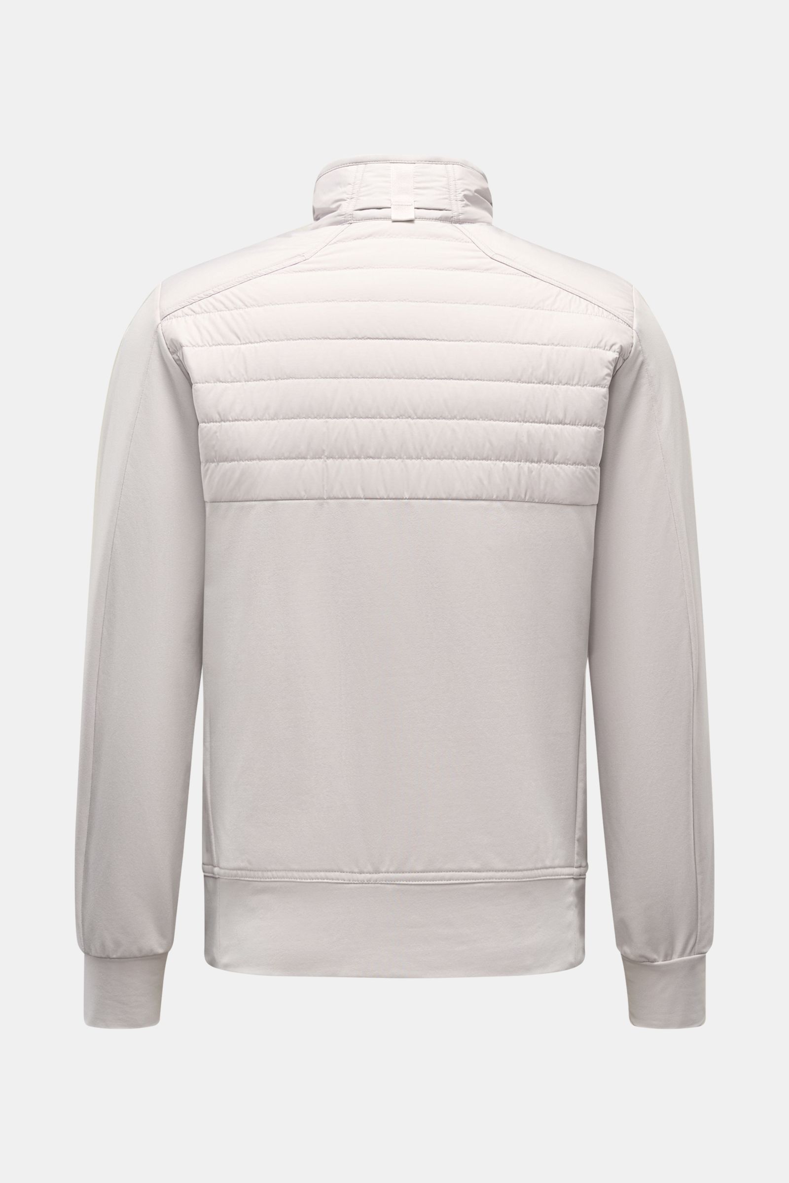 Rear view of Parajumpers Jacket 'Douglas' sand, a slim fit, high-quality microfiber jacket with a standing collar and two-way zip, featuring a padded upper back and two inside pockets, photographed from behind on a white background. A functional piece for