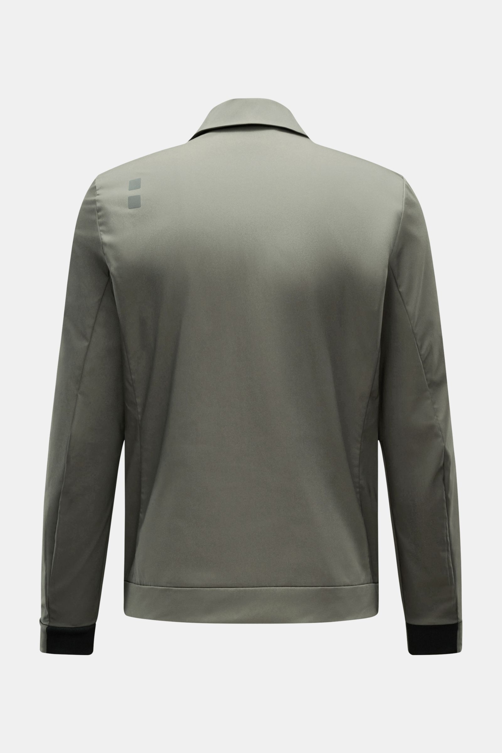 UBR Jacke 'Nano' graugrün, Rückansicht, Slim Fit, wind- und wasserabweisend, atmungsaktiv, Microfaser, Umlegekragen, Reflektor, Ärmelabschlüsse flexibel.