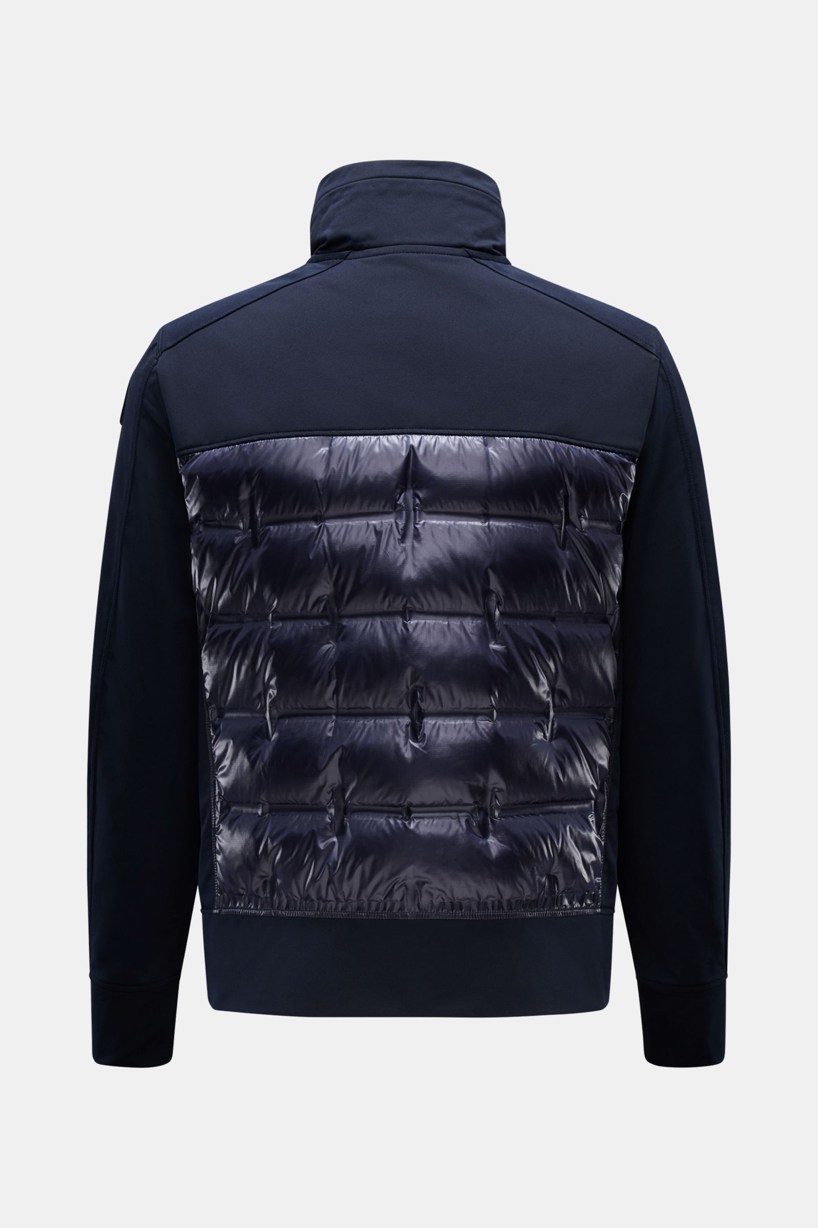 Parajumpers Daunenjacke 'Matty' dark navy, Rückansicht, teils gesteppte, glänzende Ripstop-Microfaser mit Jersey-Details, Slim Fit, Daunenfüllung, hoher Kragen, elastische Bündchen.