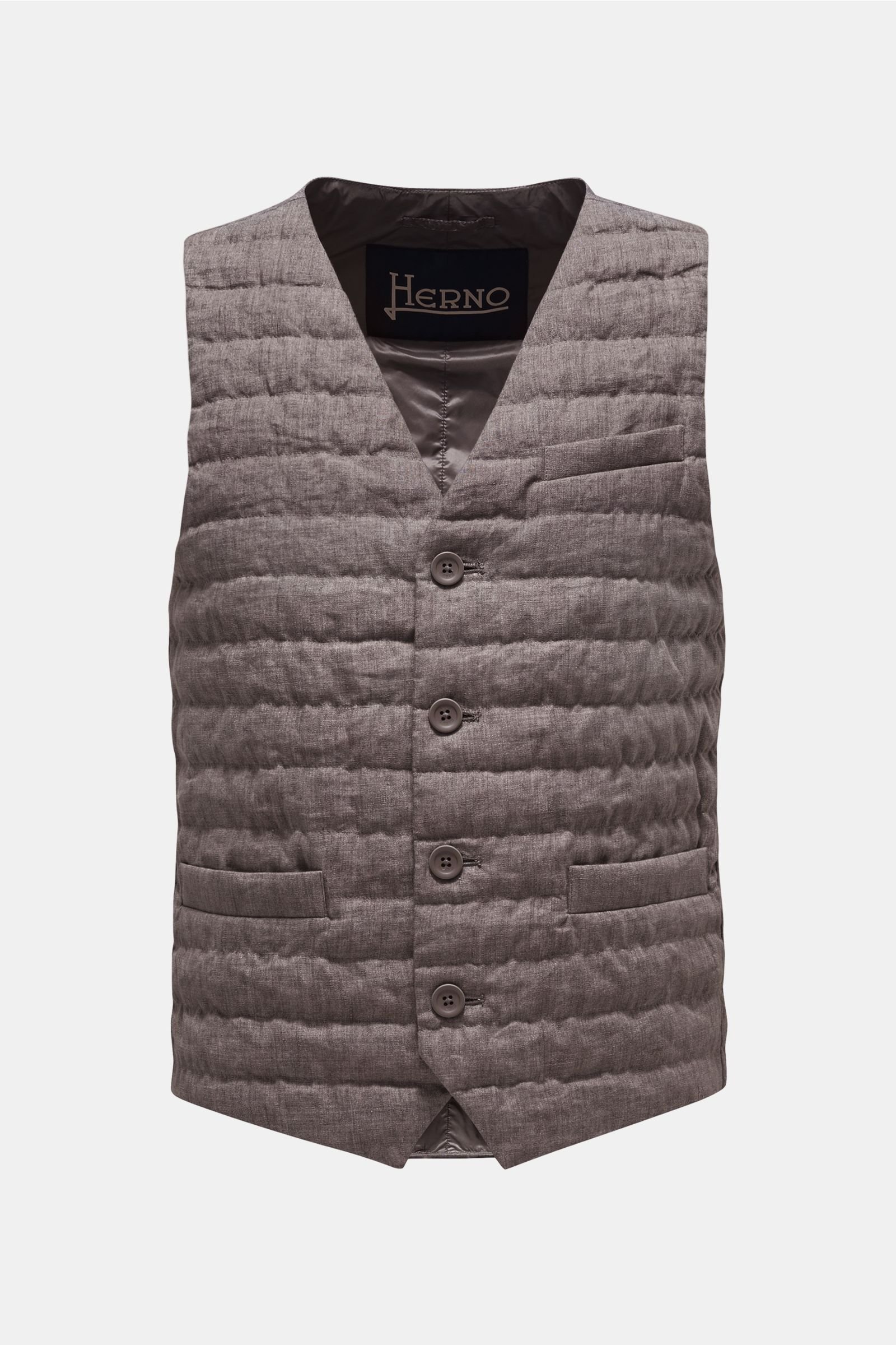 Linen quilted gilet grey-brown