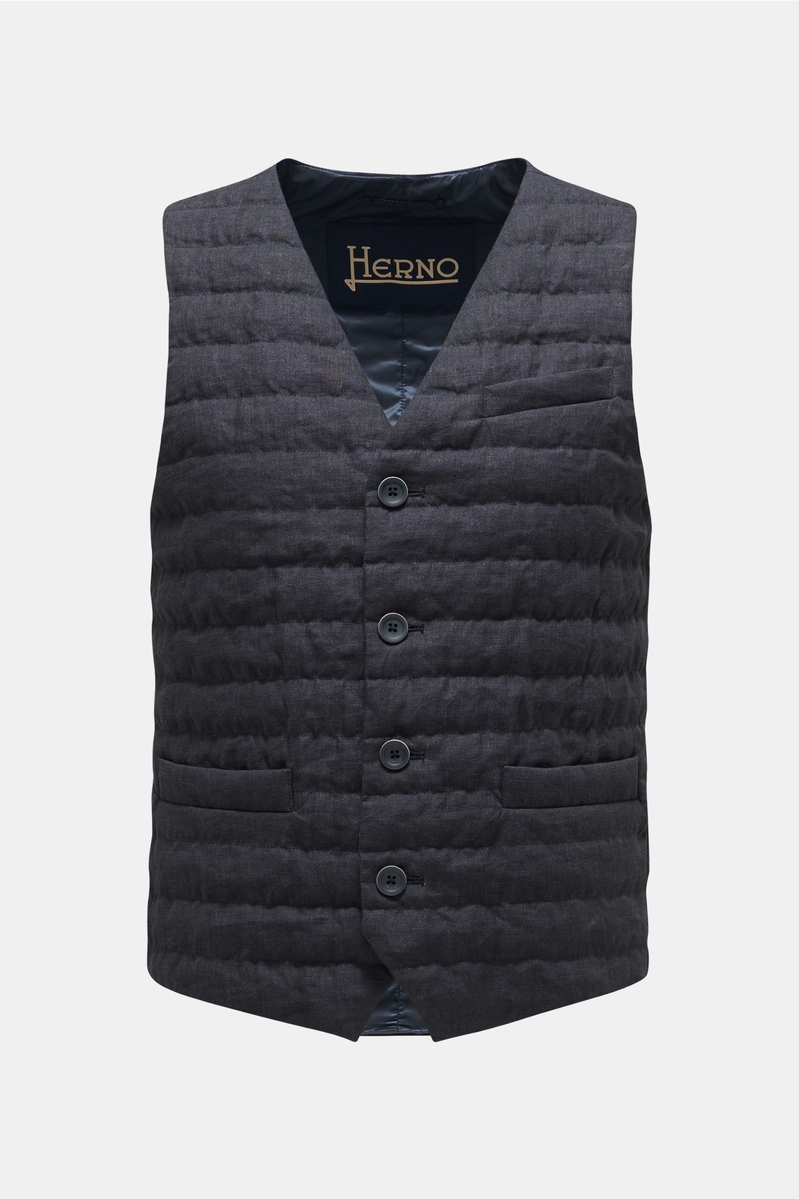 Linen quilted gilet navy