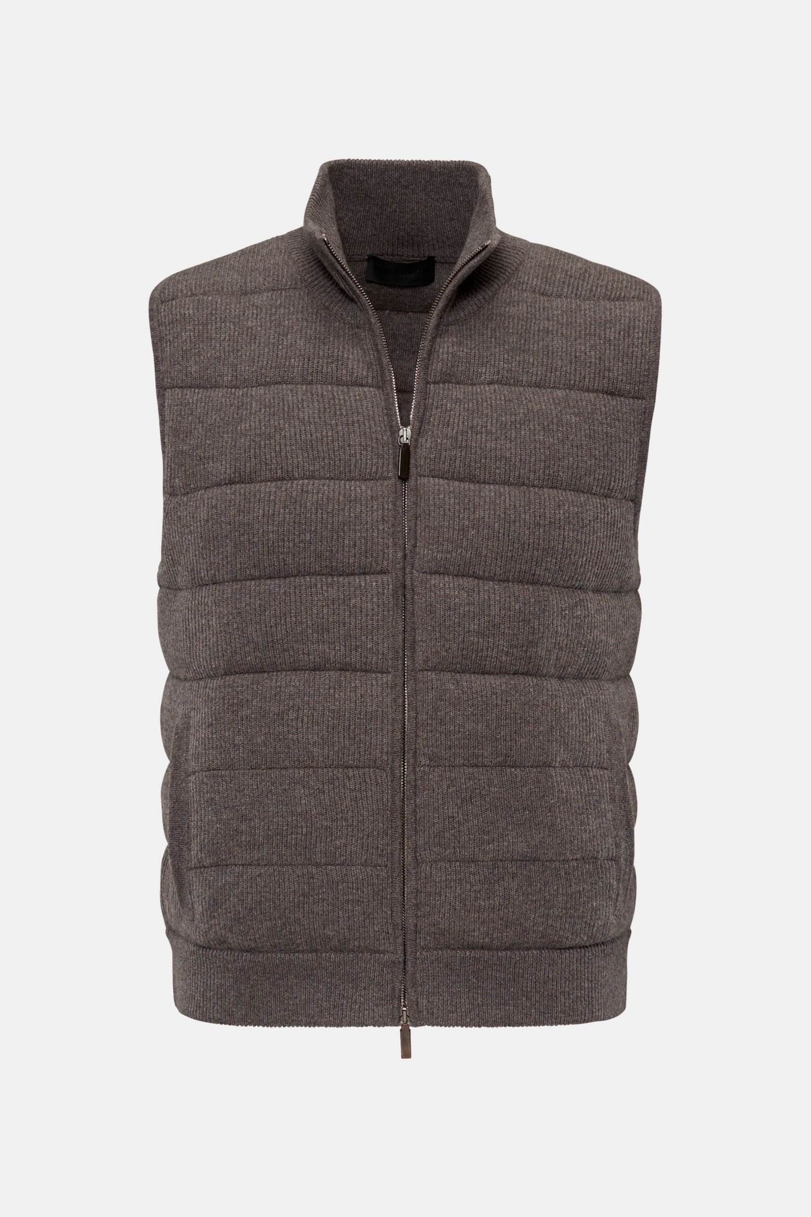 Cashmere knitted waistcoat 'Mailo' grey-brown