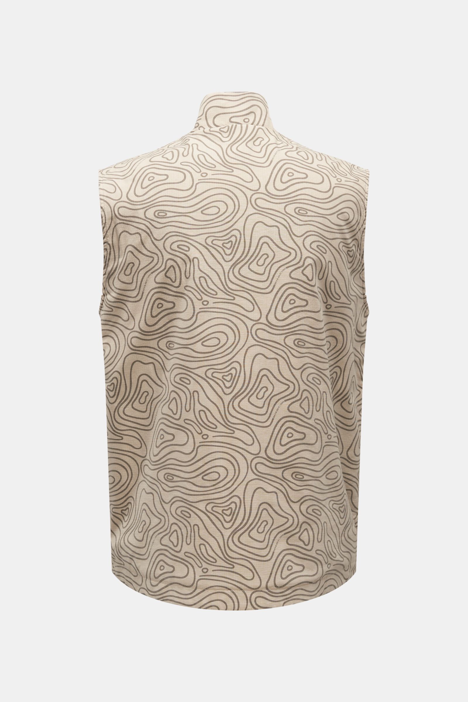 04651/ A trip in a bag Outdoor gilet 'Seamap' beige patterned