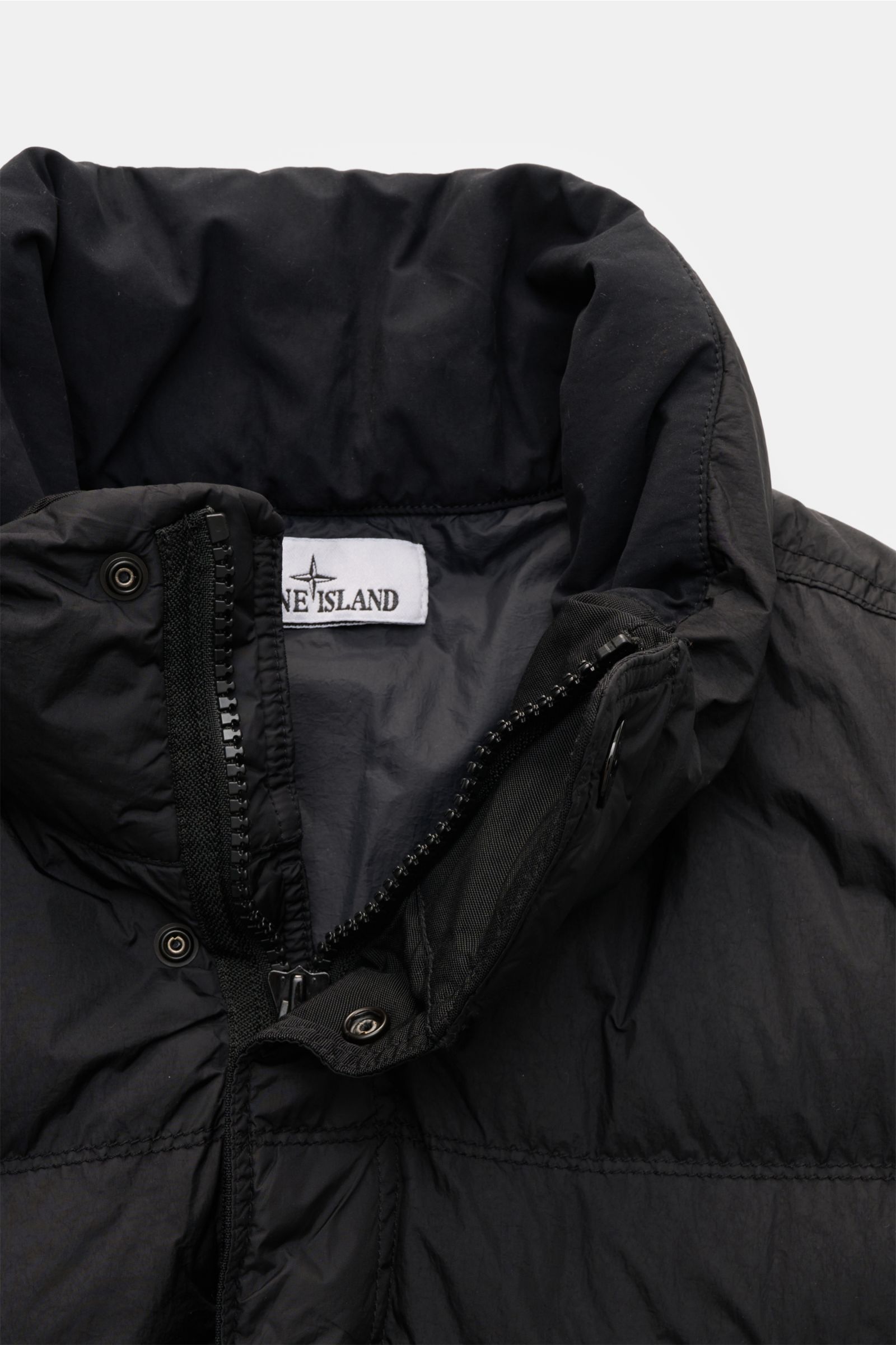 Stone Island Daunenweste 'Garment Dyed Crinkle Reps NY' schwarz