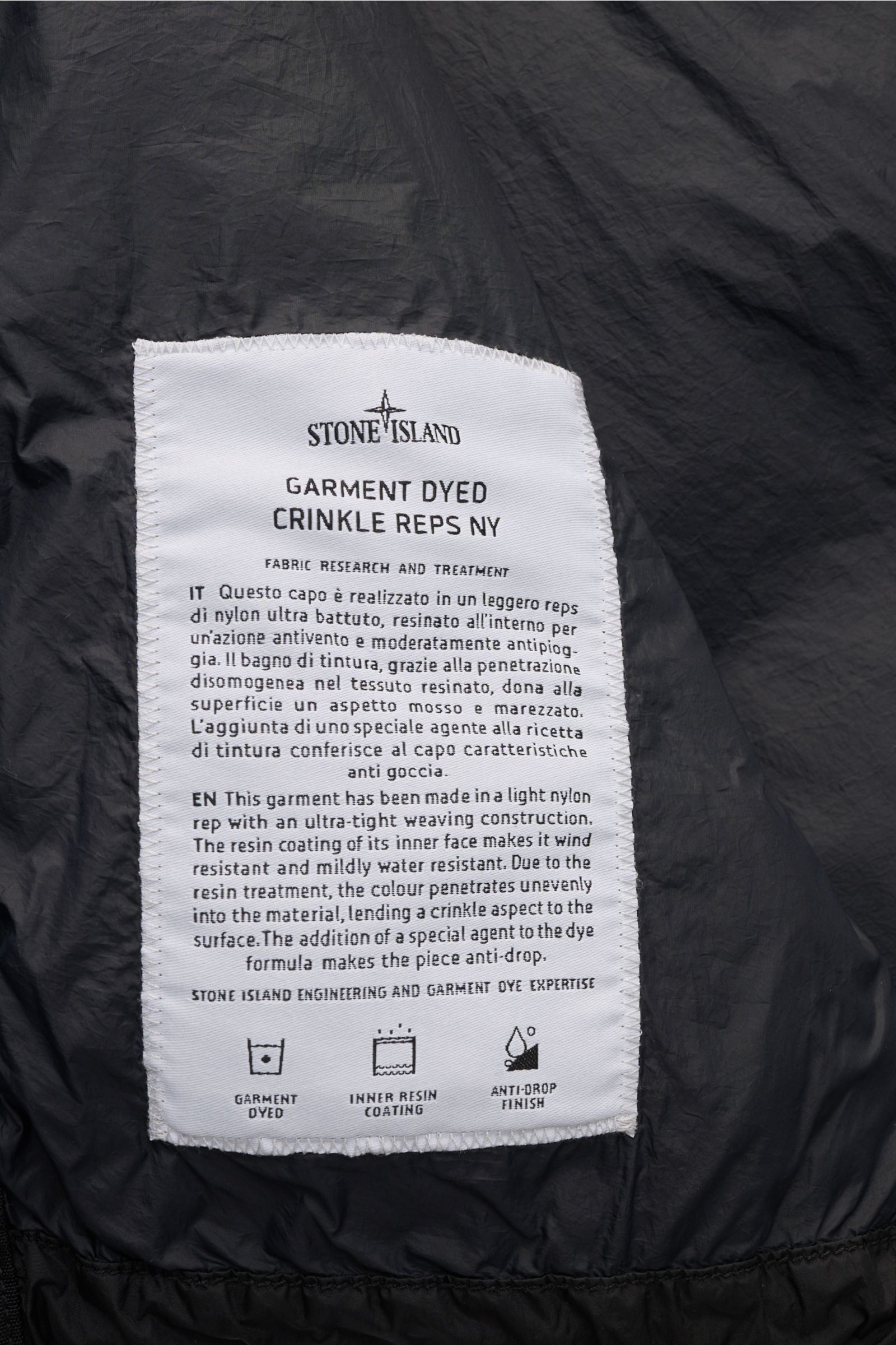 Stone Island Daunenweste 'Garment Dyed Crinkle Reps NY' schwarz