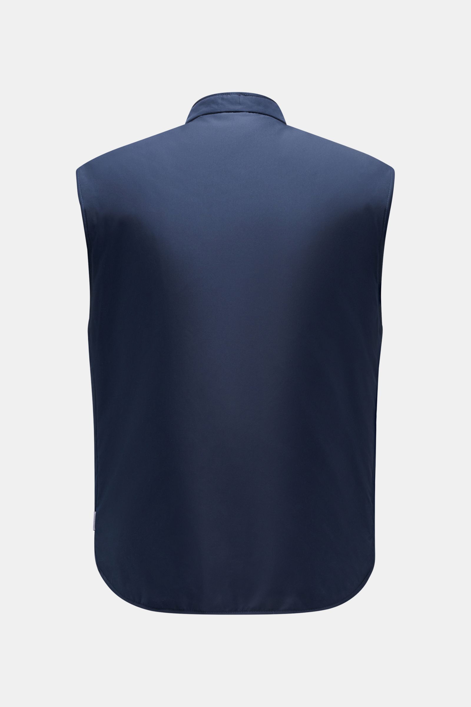 Rückansicht der 04651/ A trip in a bag Outdoorweste 'Padded Nylon' navy in Slim Fit aus glatter, hochwertiger Microfaser mit Stehkragen.
