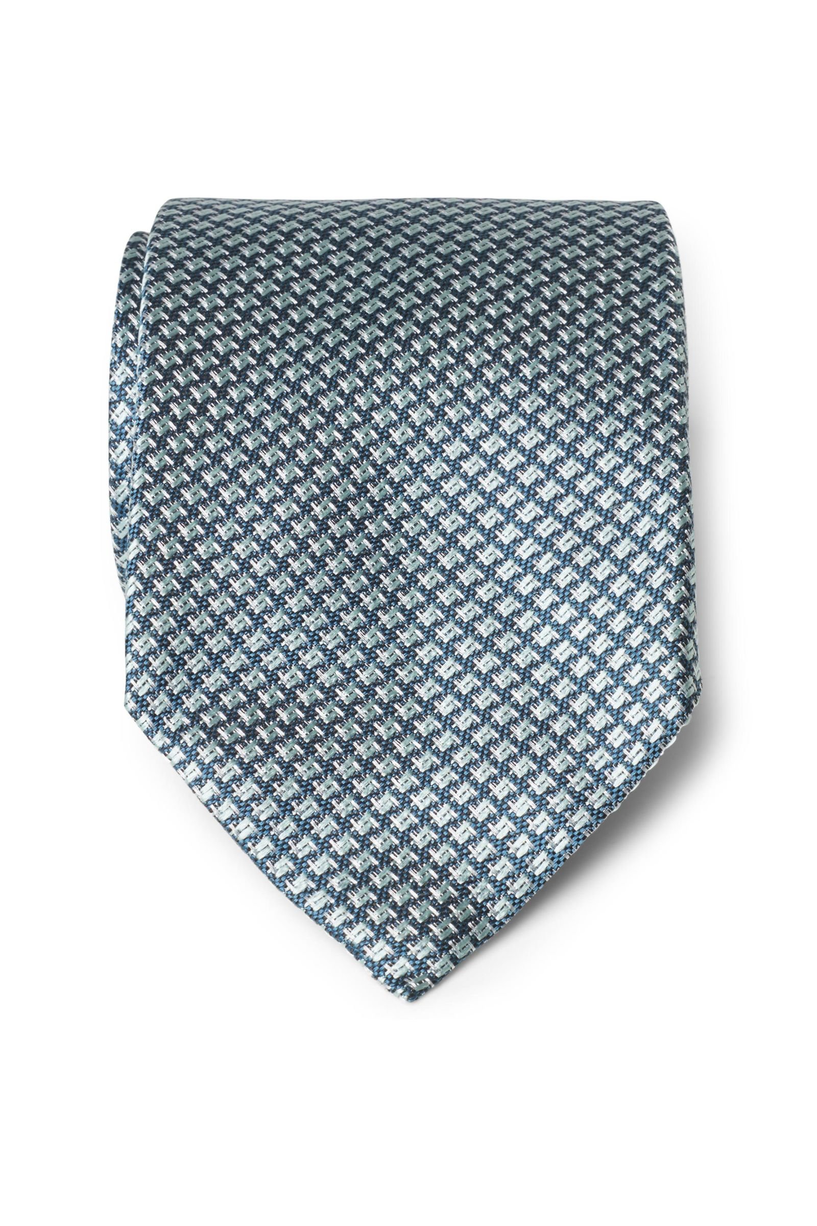 Silk tie teal patterned