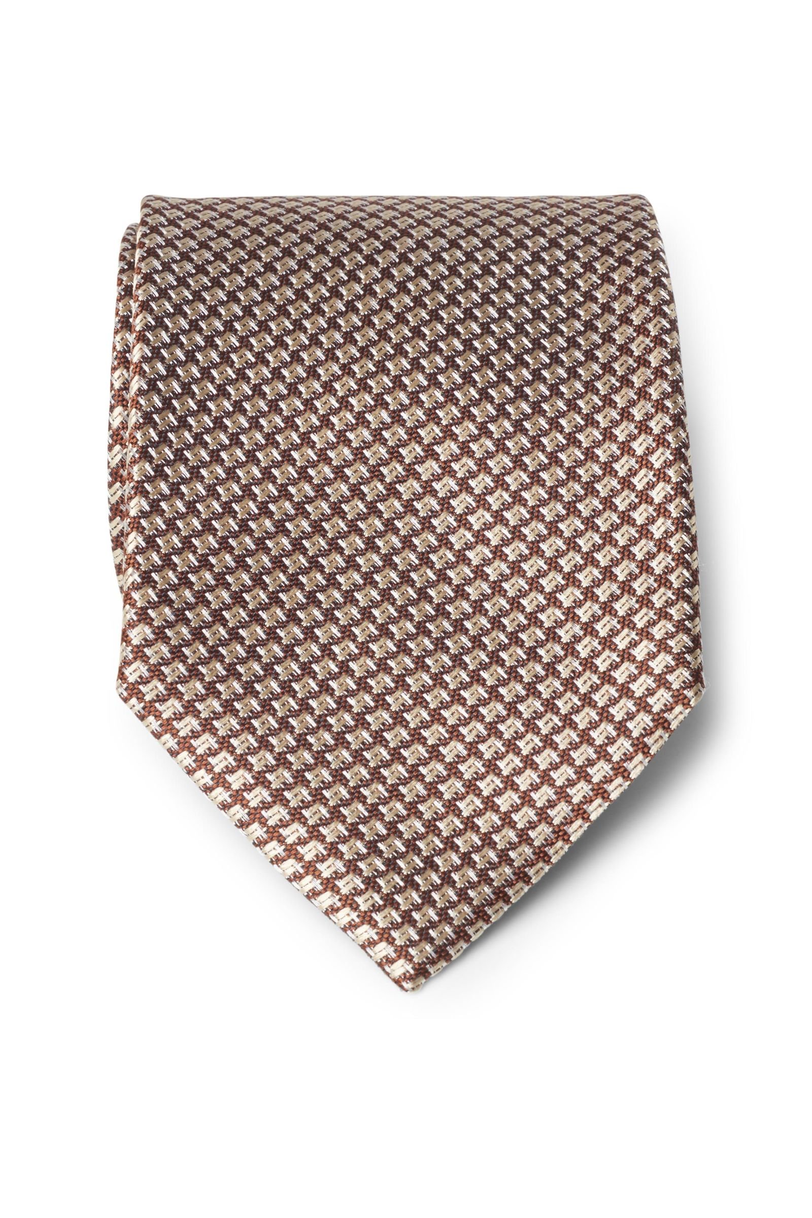 Silk tie brown patterned