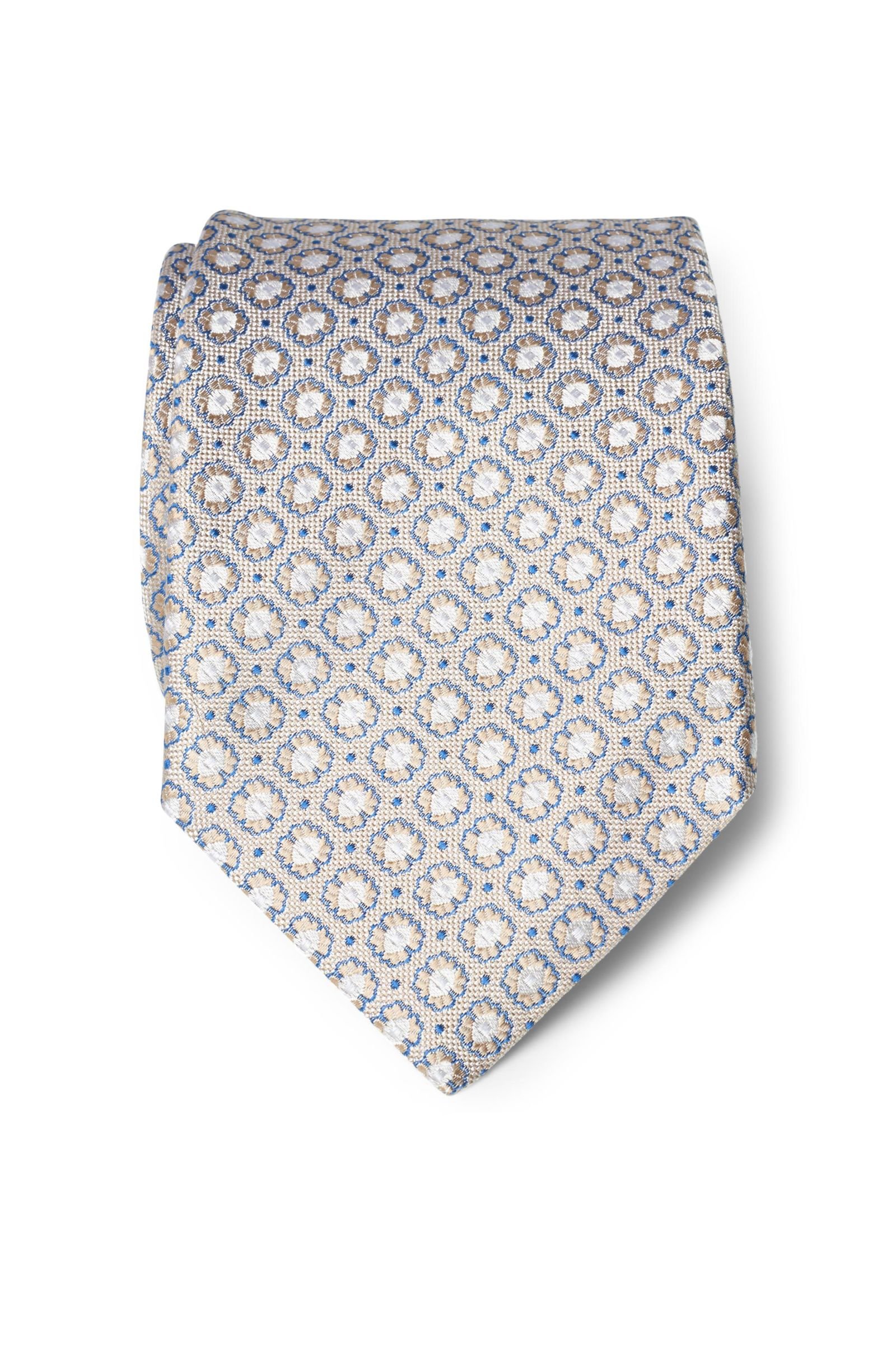 Silk tie beige patterned