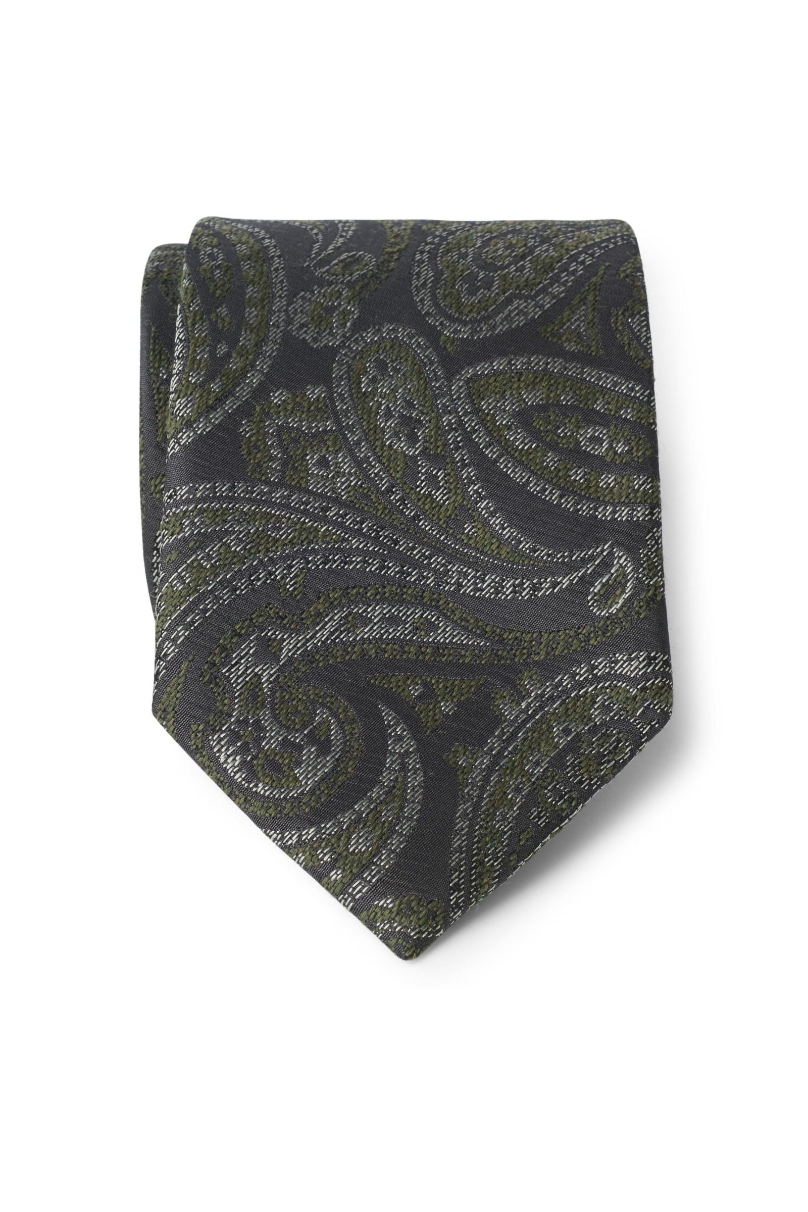 Tie dark green patterned