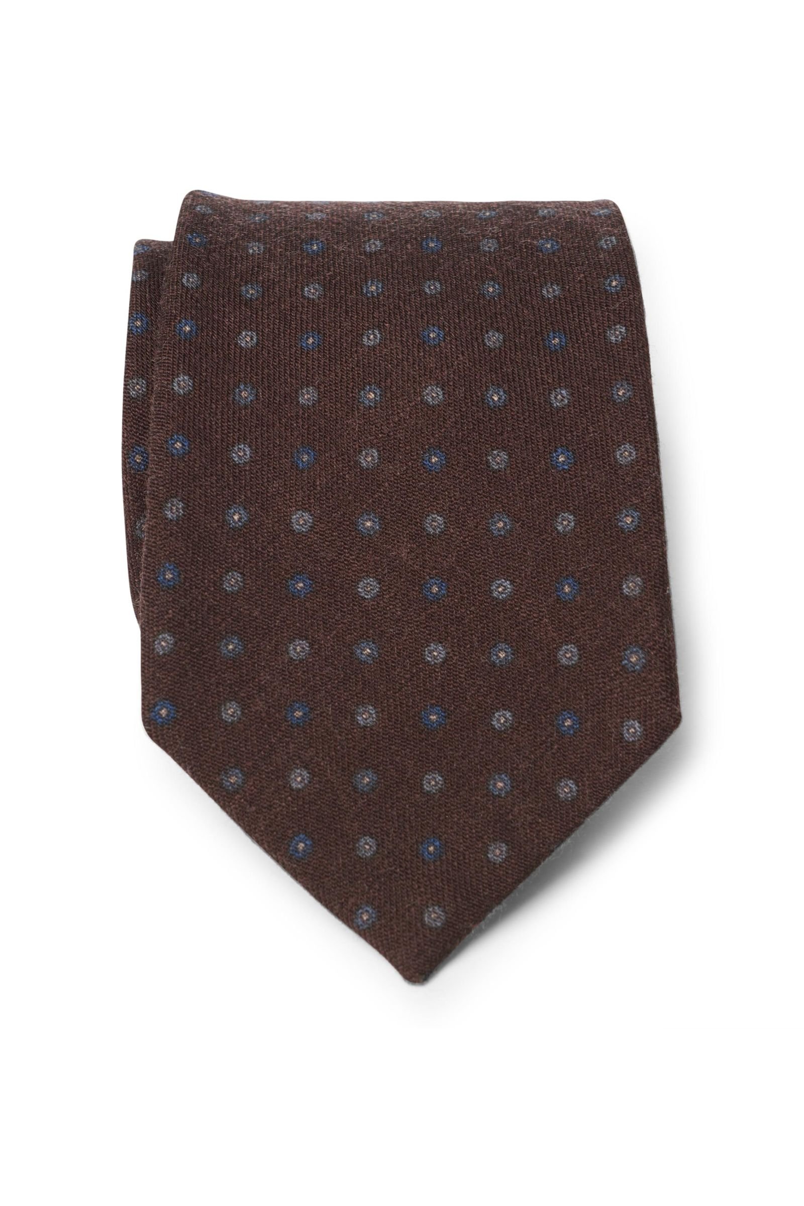 Wool tie dark brown patterned