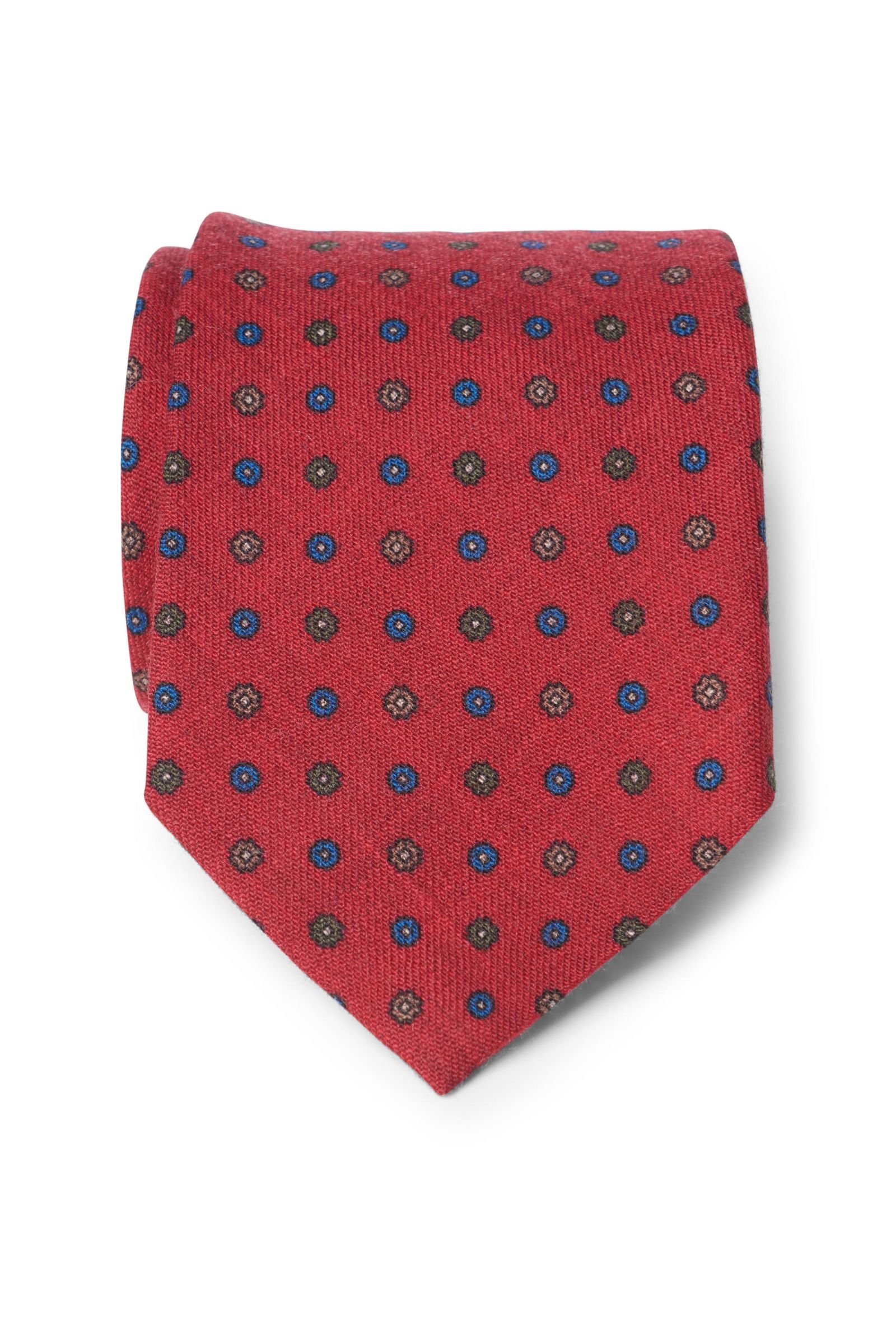 Wool tie dark red patterned