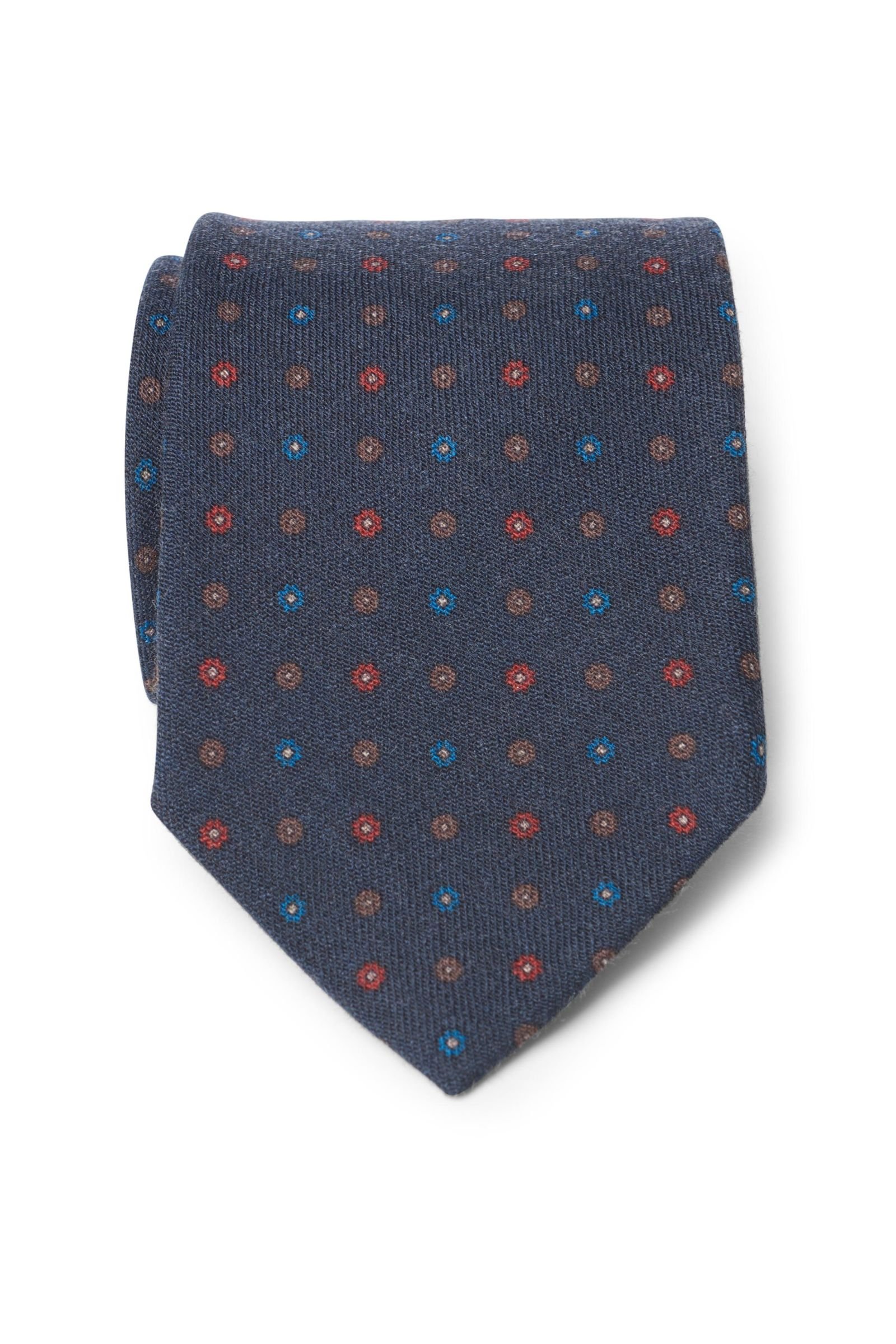Wool tie dark blue patterned