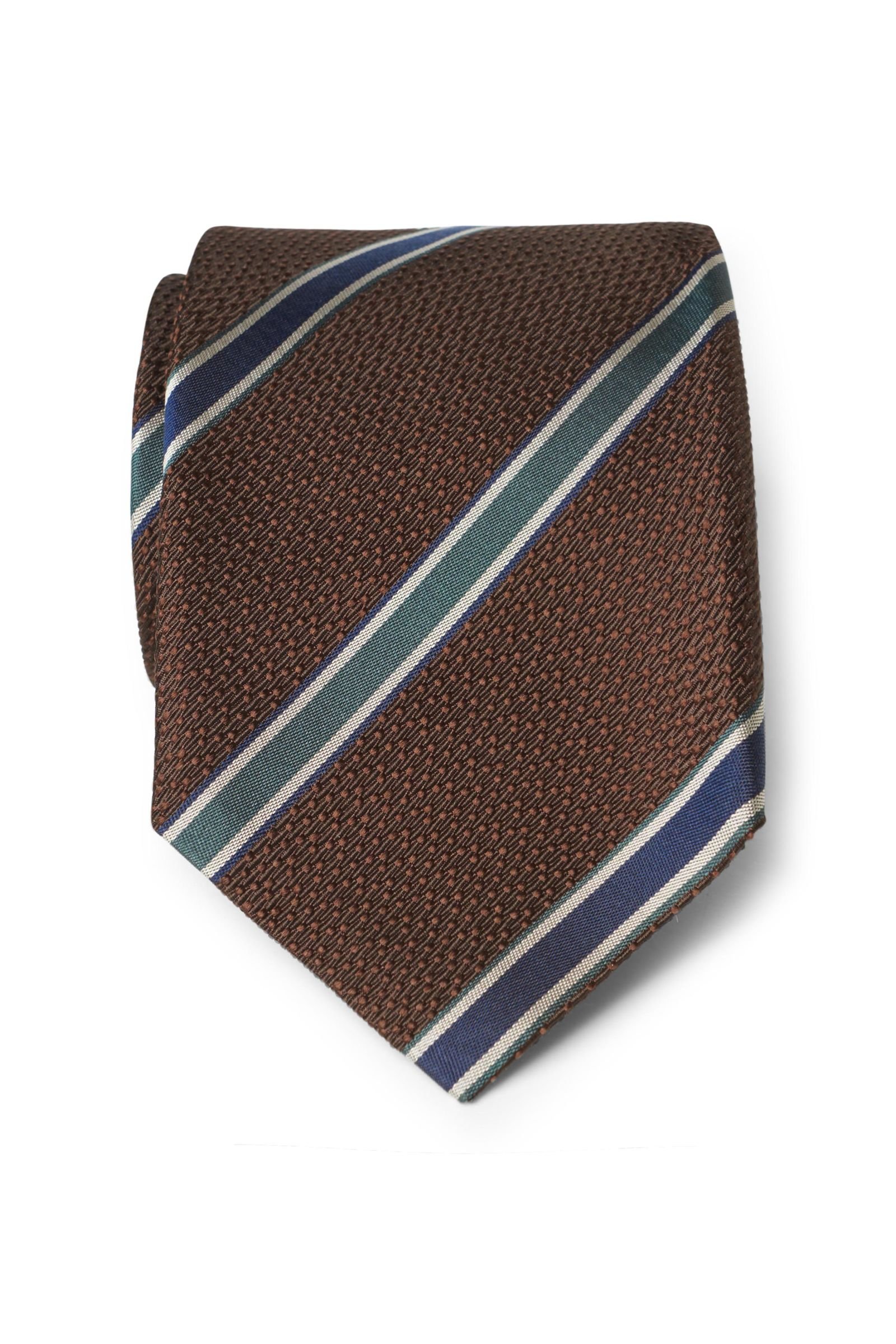 Silk tie dark brown striped