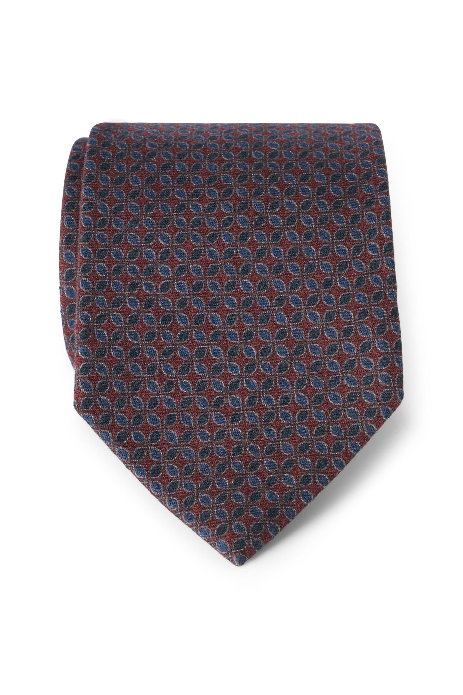 Wool tie burgundy patterned