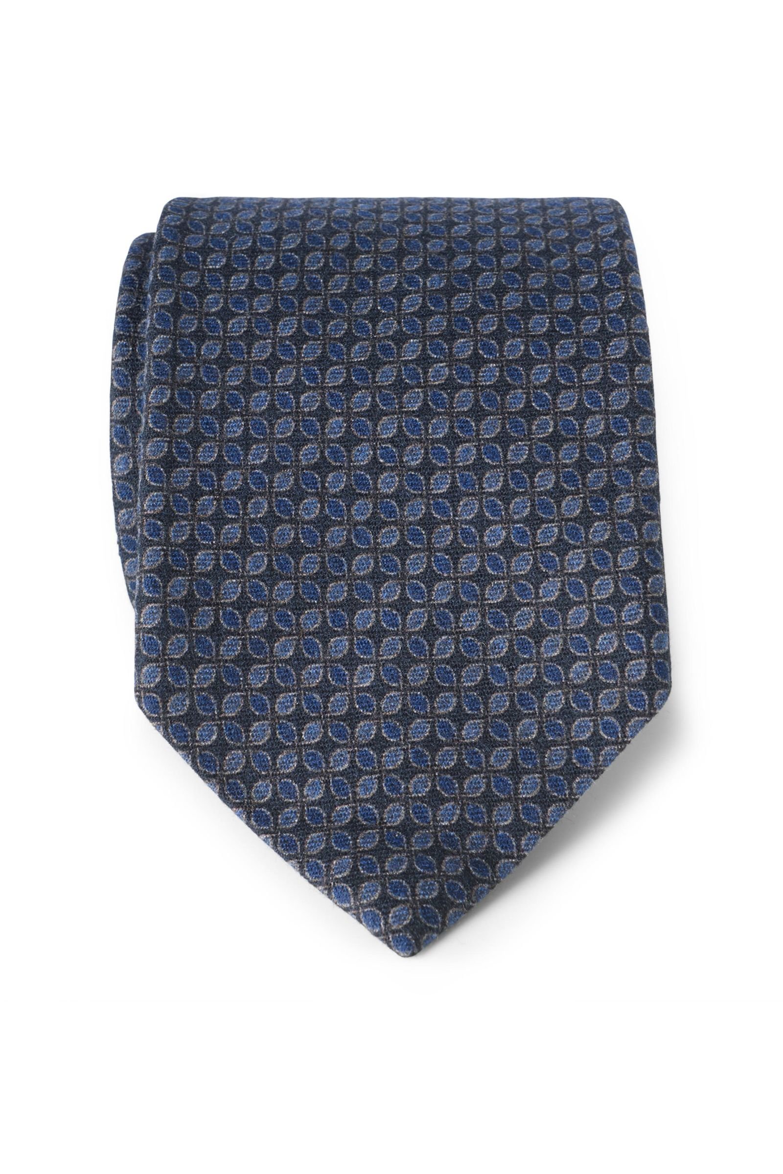 Wool tie navy patterned