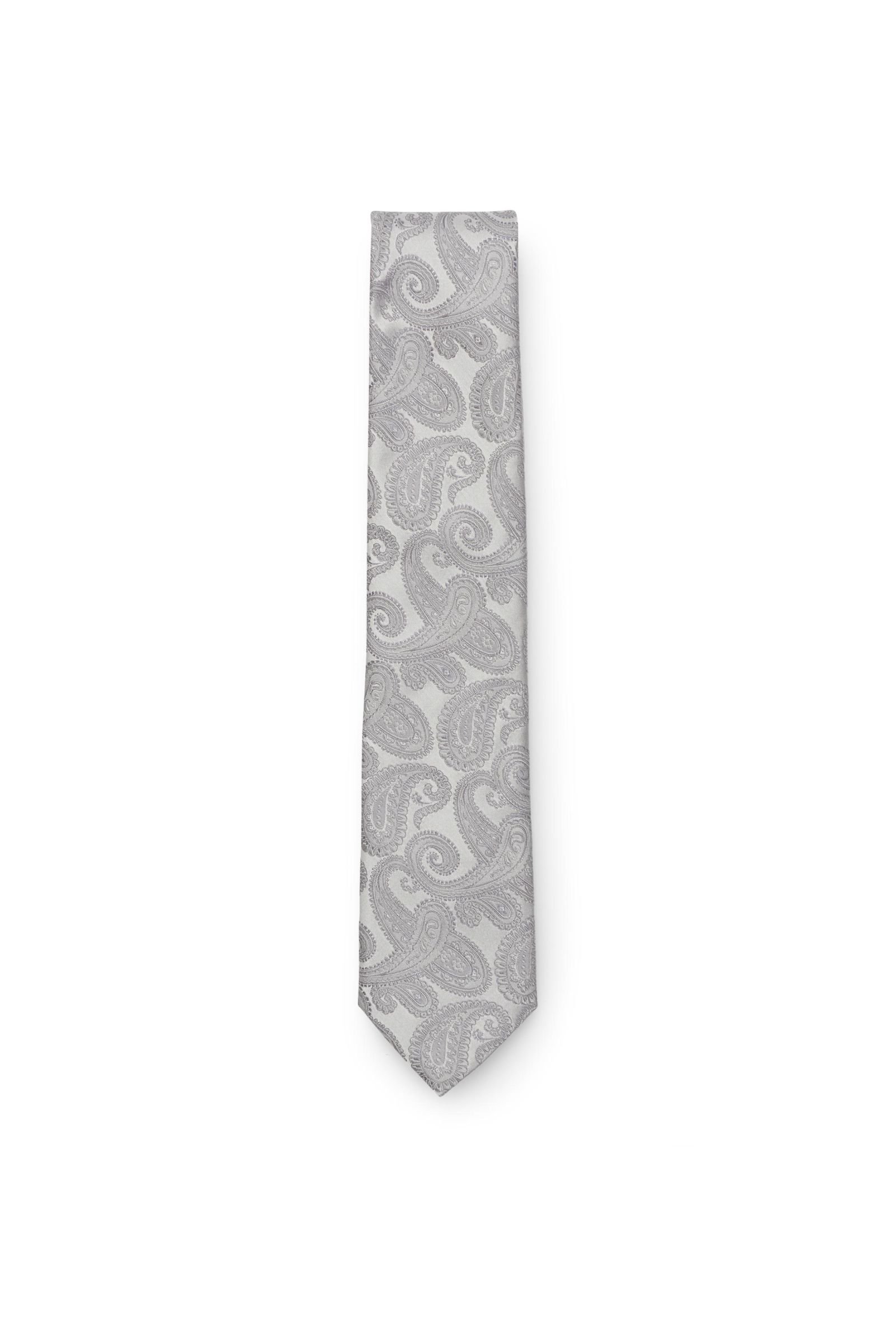 Silk tie silver-grey patterned
