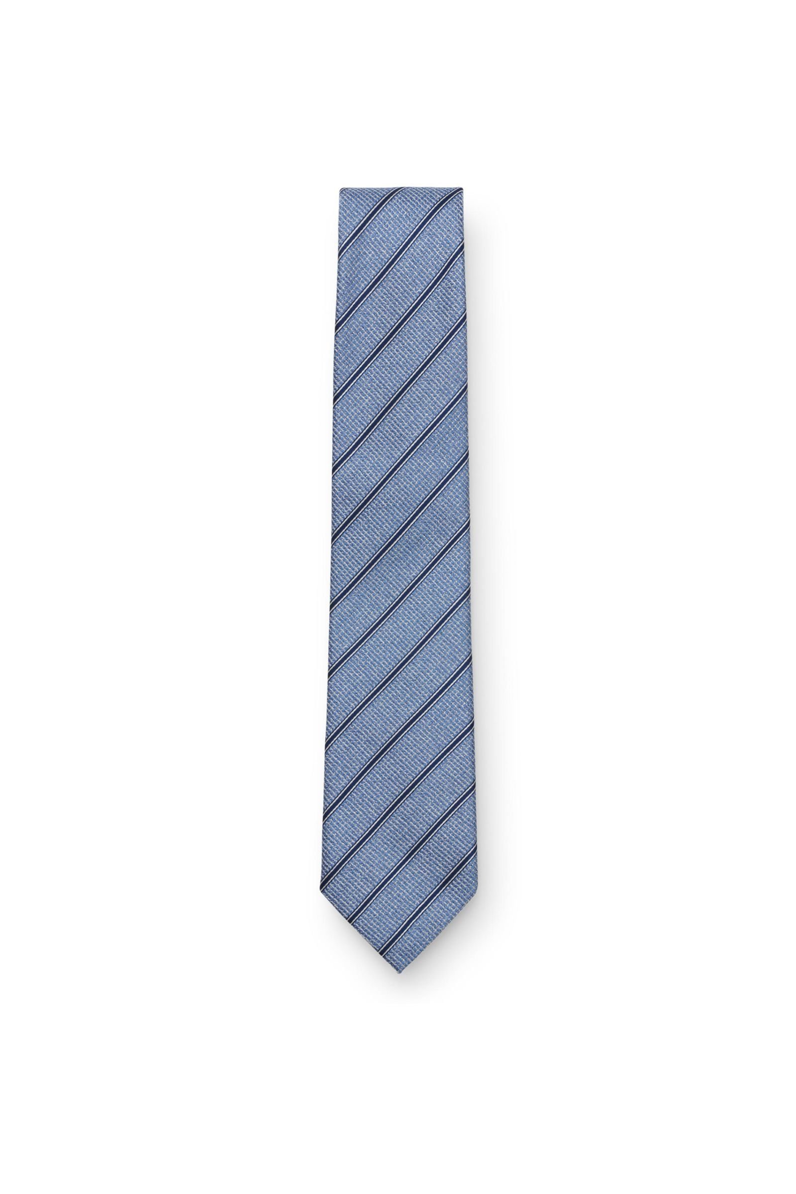 Silk tie light blue striped