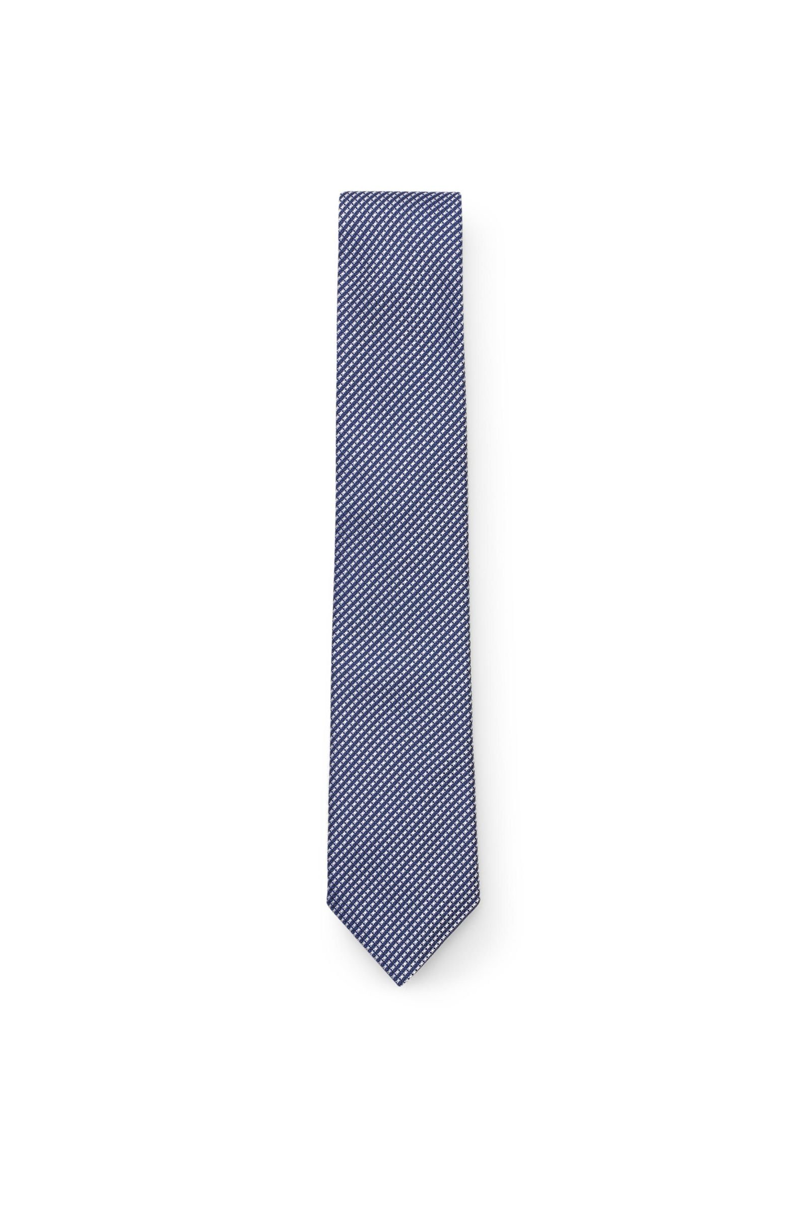 Silk tie navy/white patterned