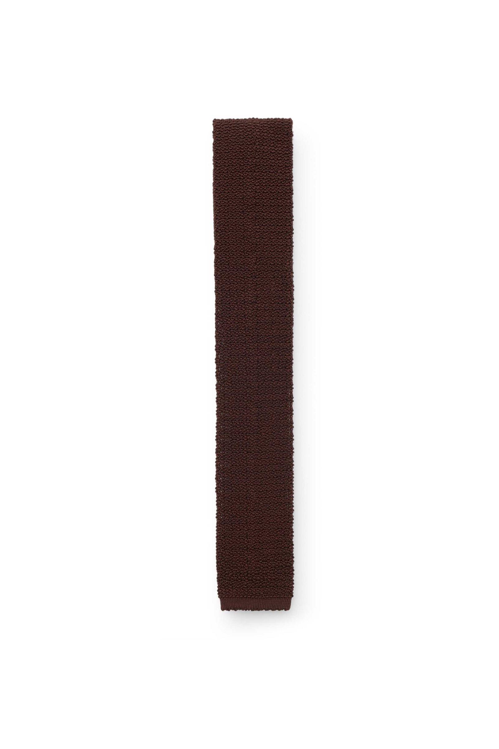 Knitted silk tie dark brown