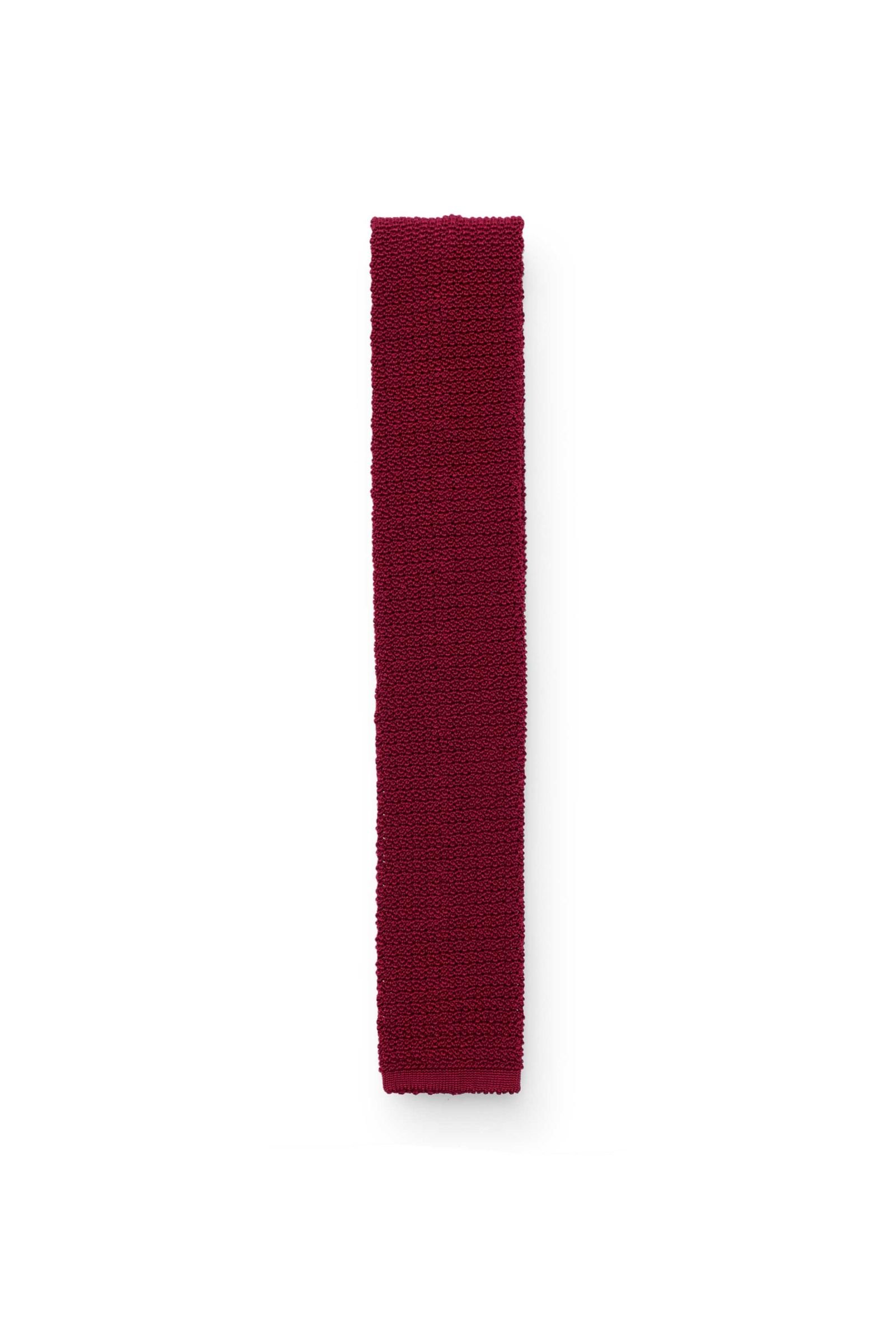 Knitted silk tie dark red