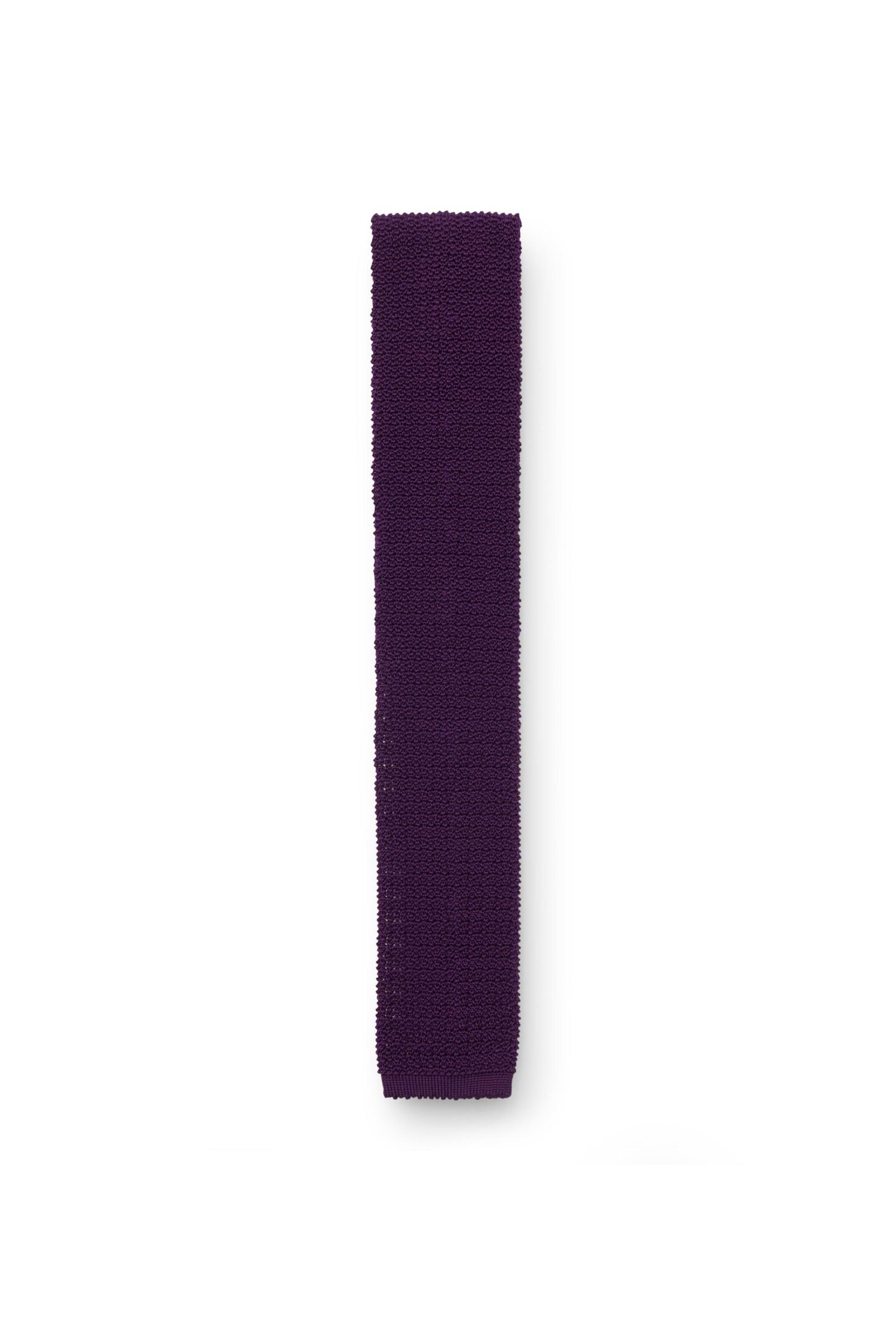 Knitted silk tie purple