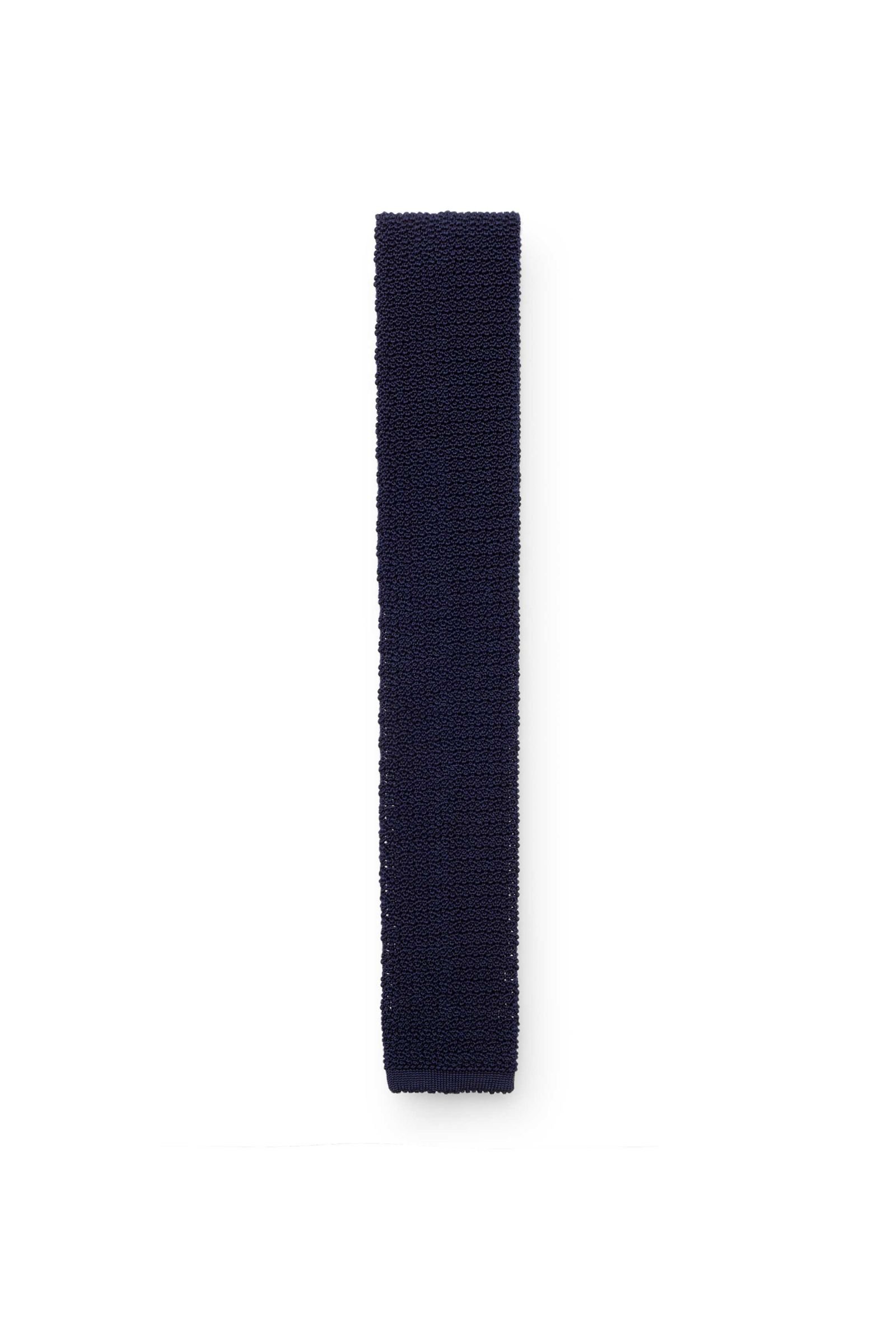Silk knitted tie navy