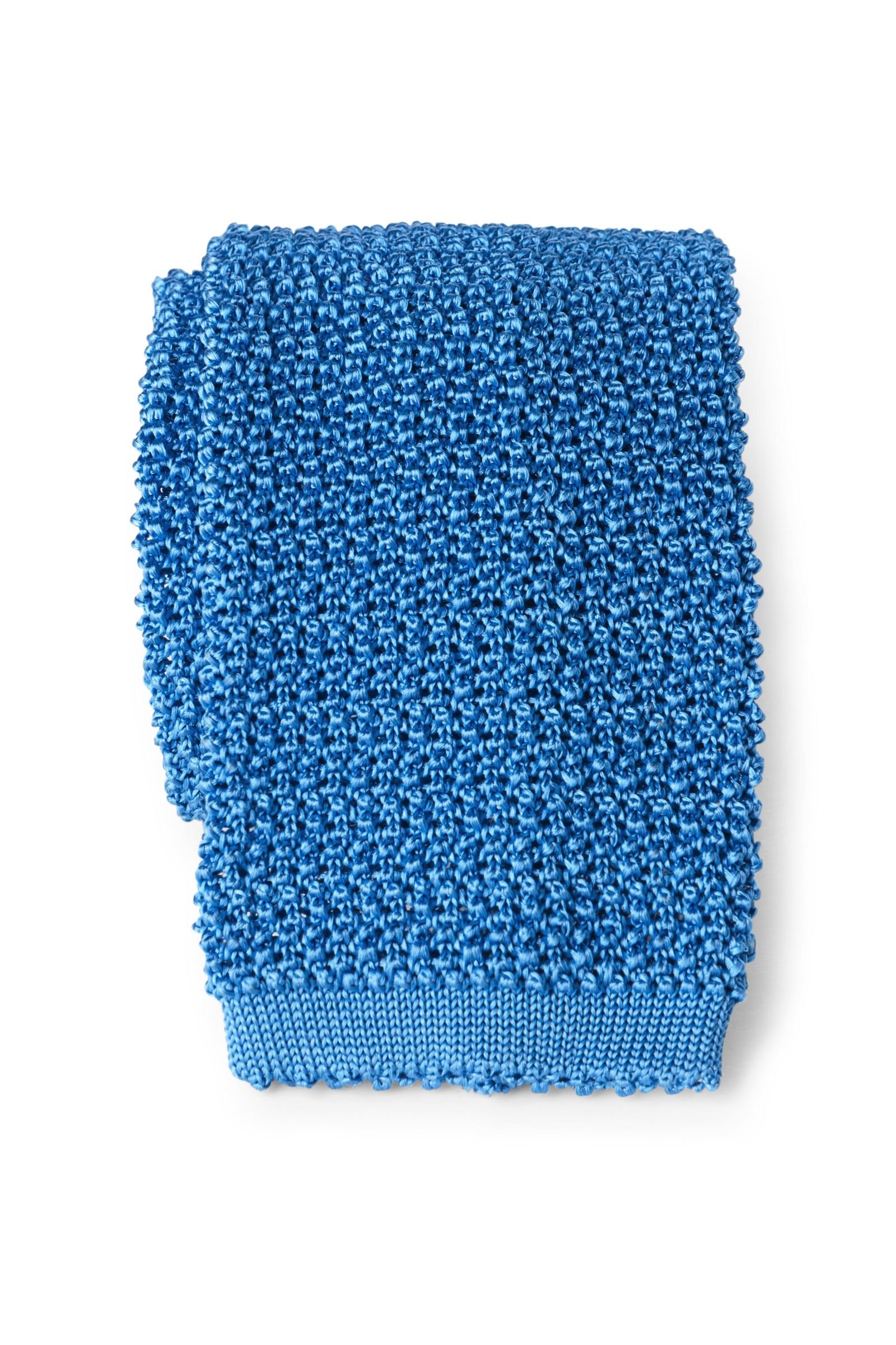 Silk knitted tie azure