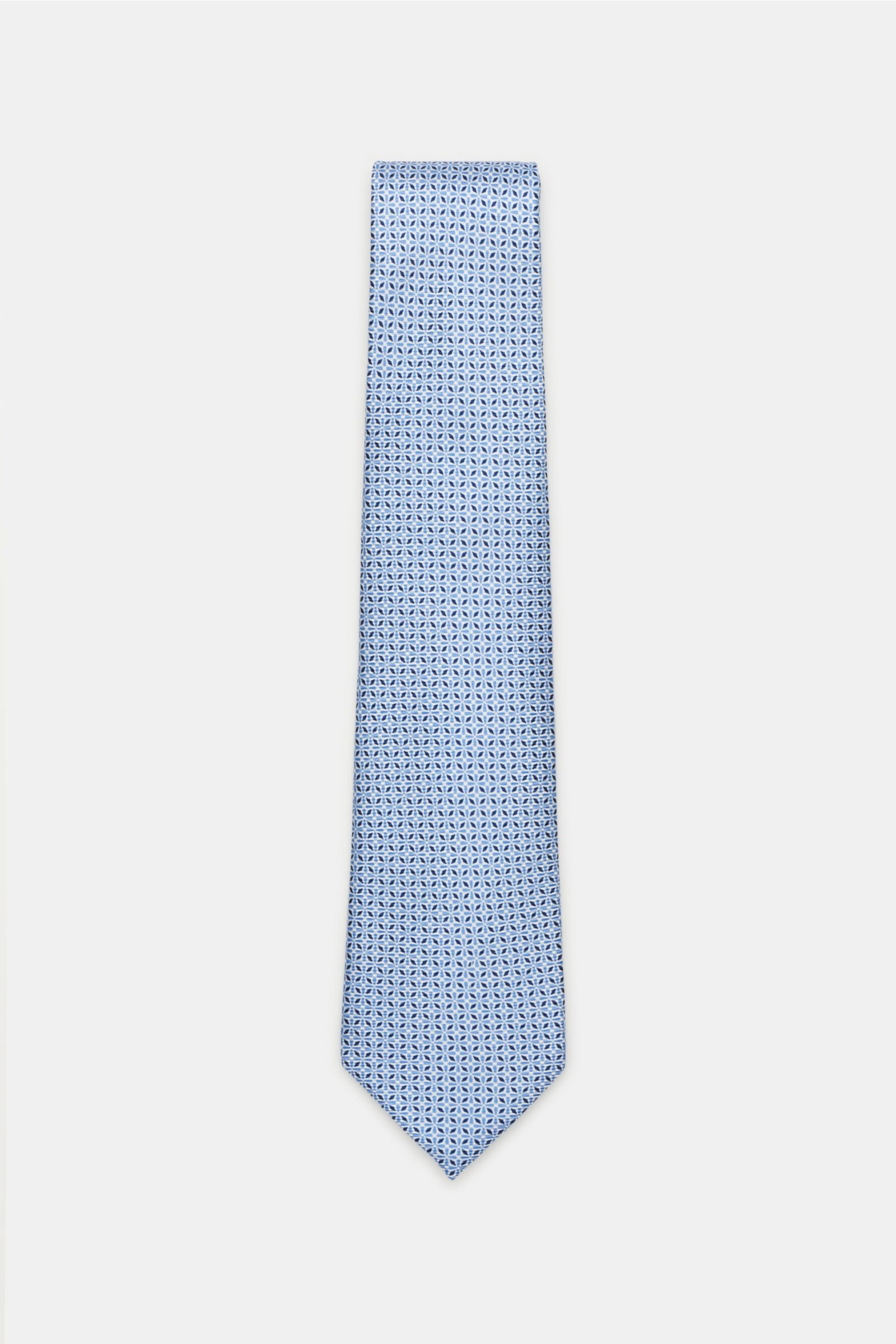 Silk tie light blue/navy patterned
