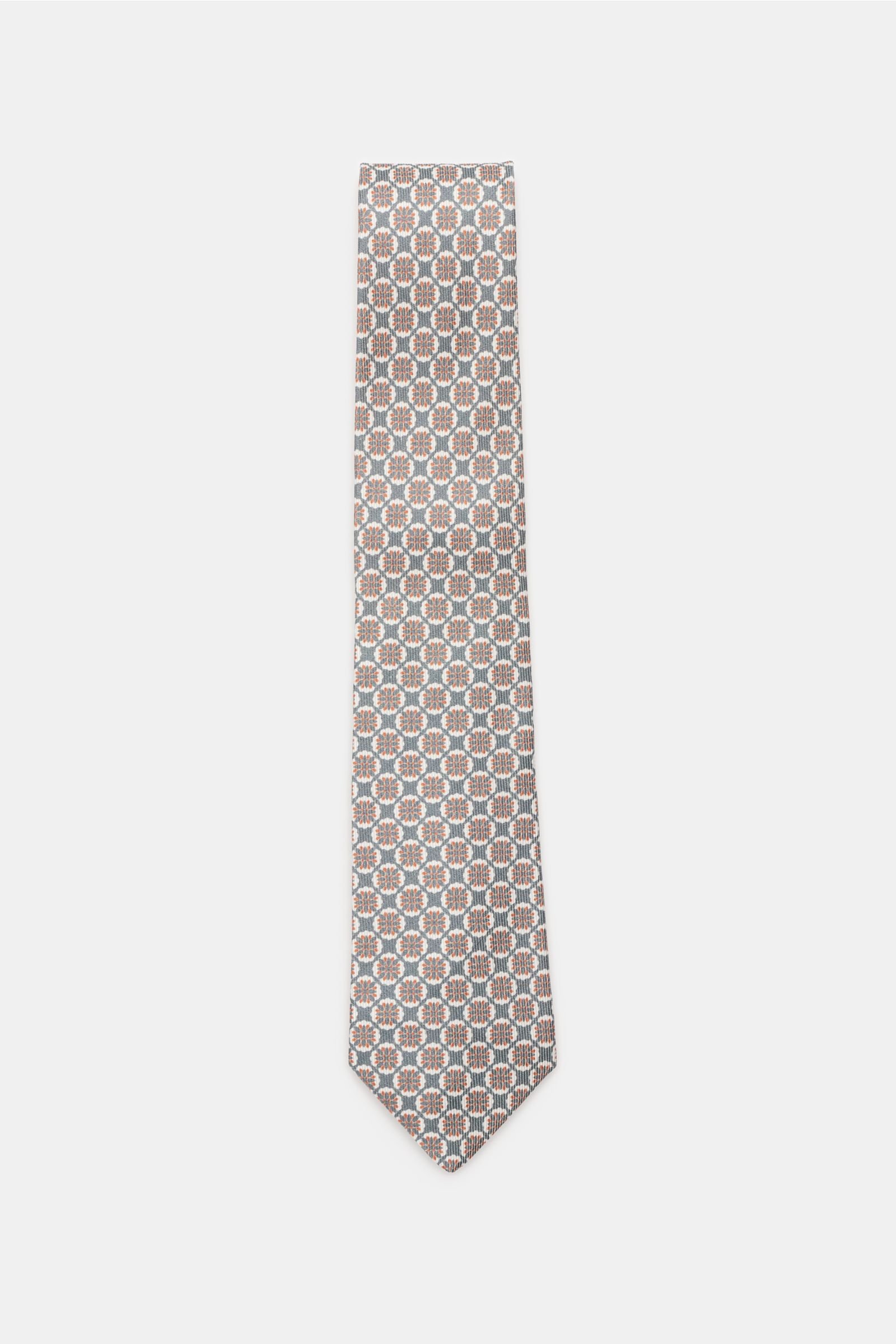 Krawatte graugrün/orange gemustert
