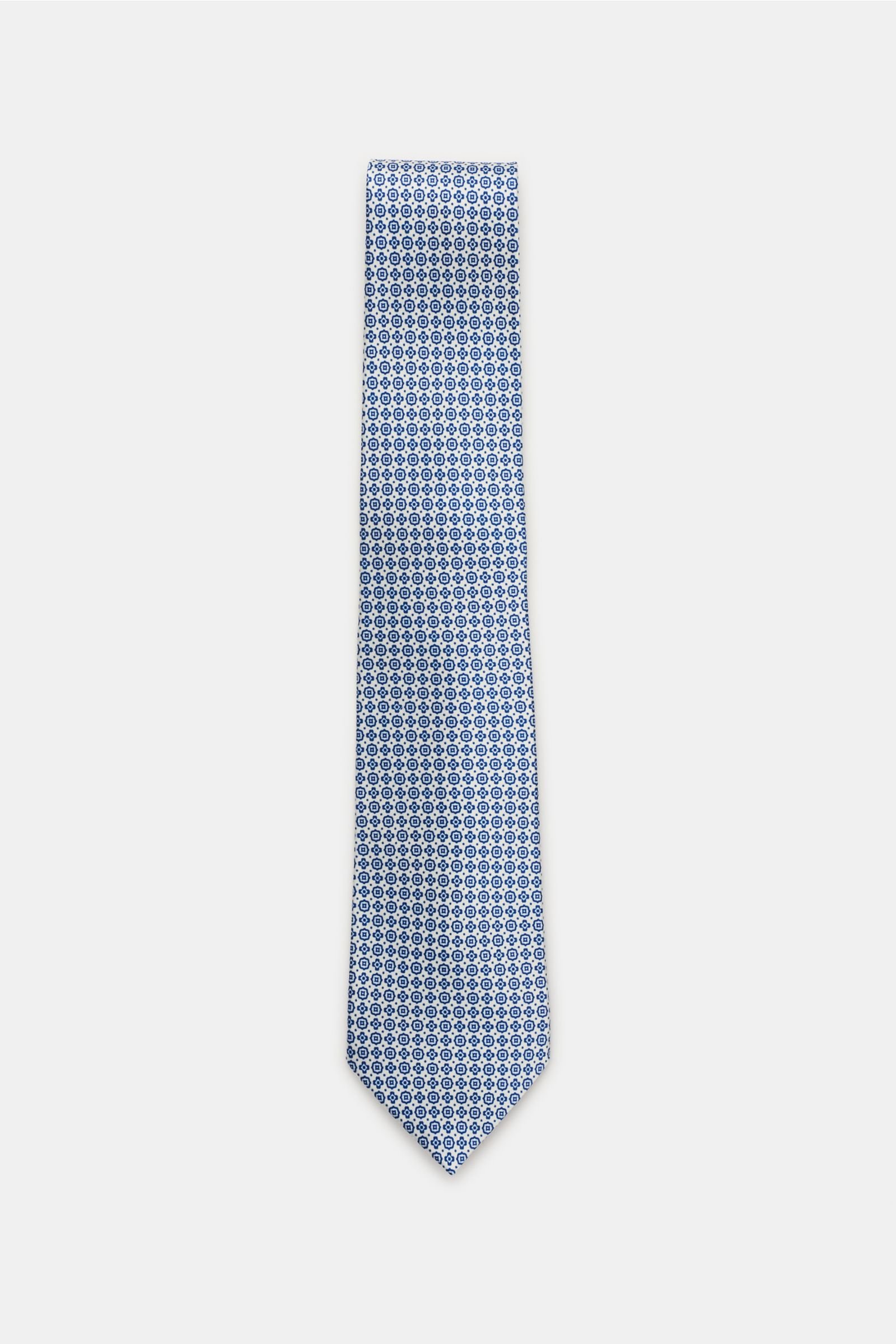 Silk tie white/navy patterned