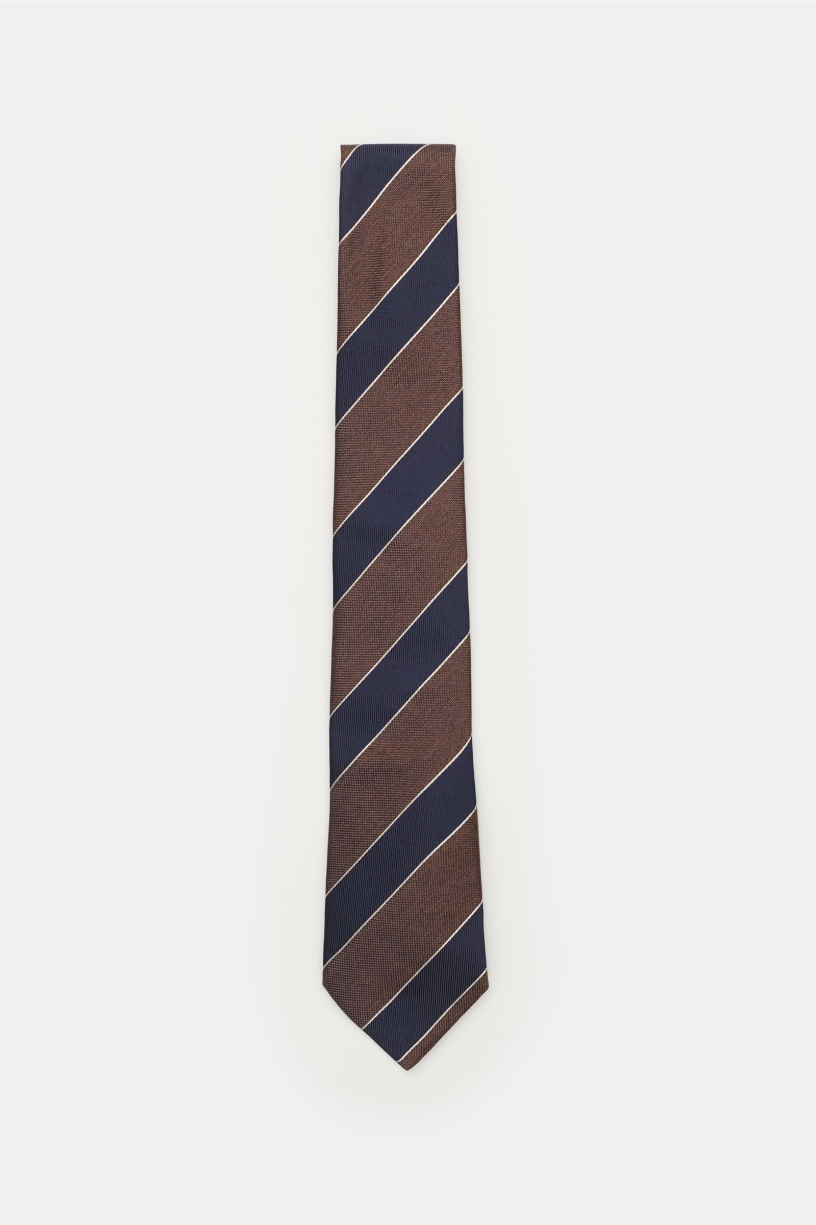 Silk tie dark brown/navy striped