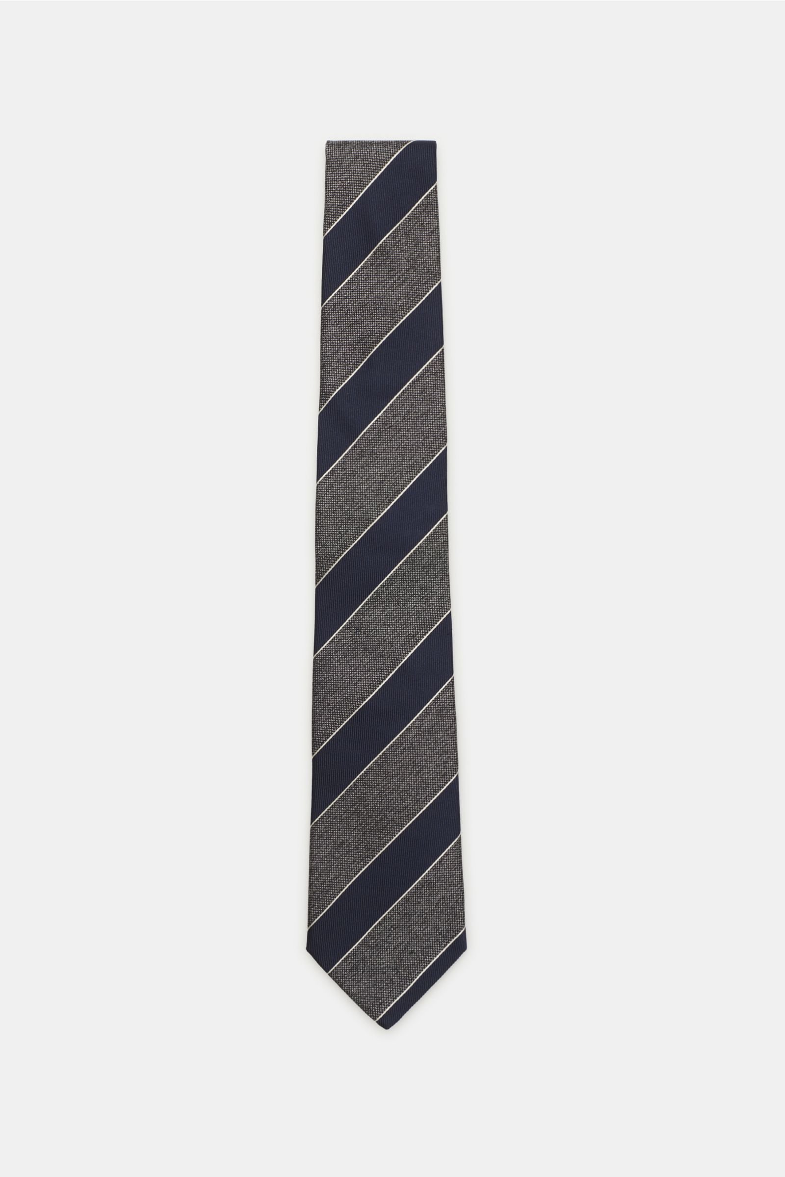 Silk tie dark grey/navy striped
