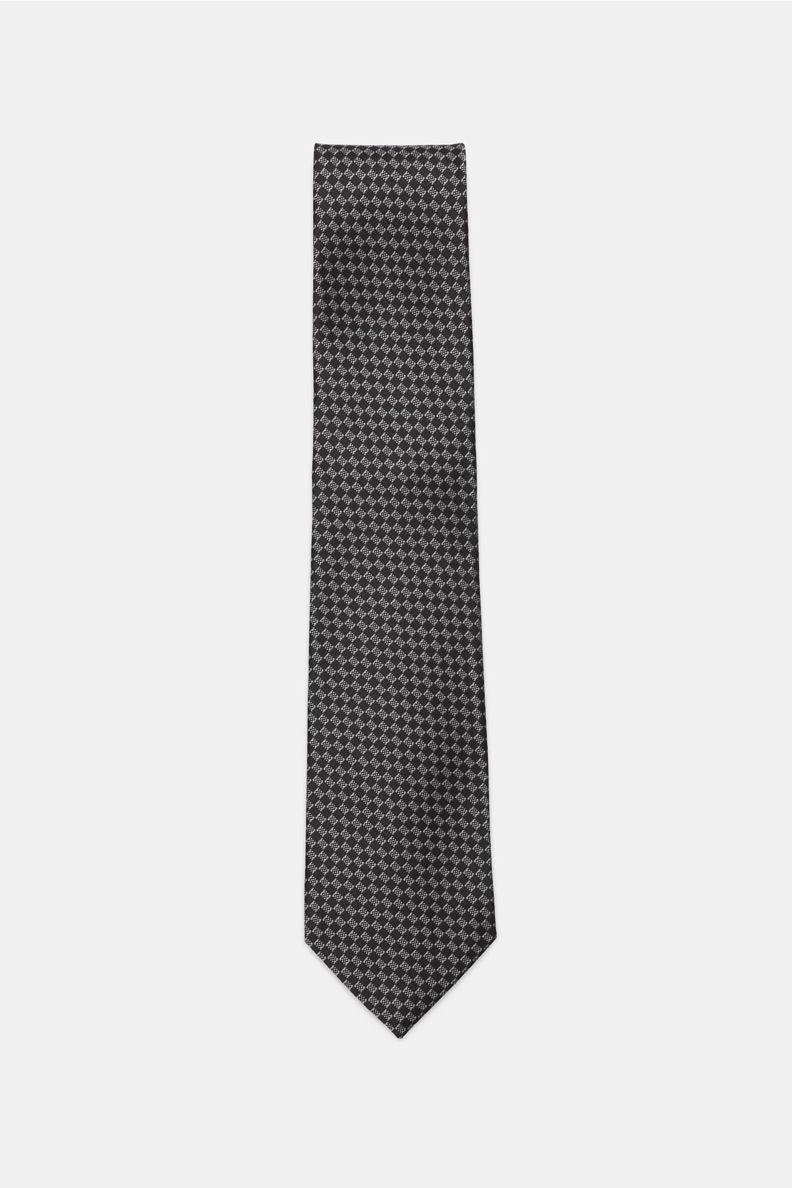 Silk tie dark grey/black checked