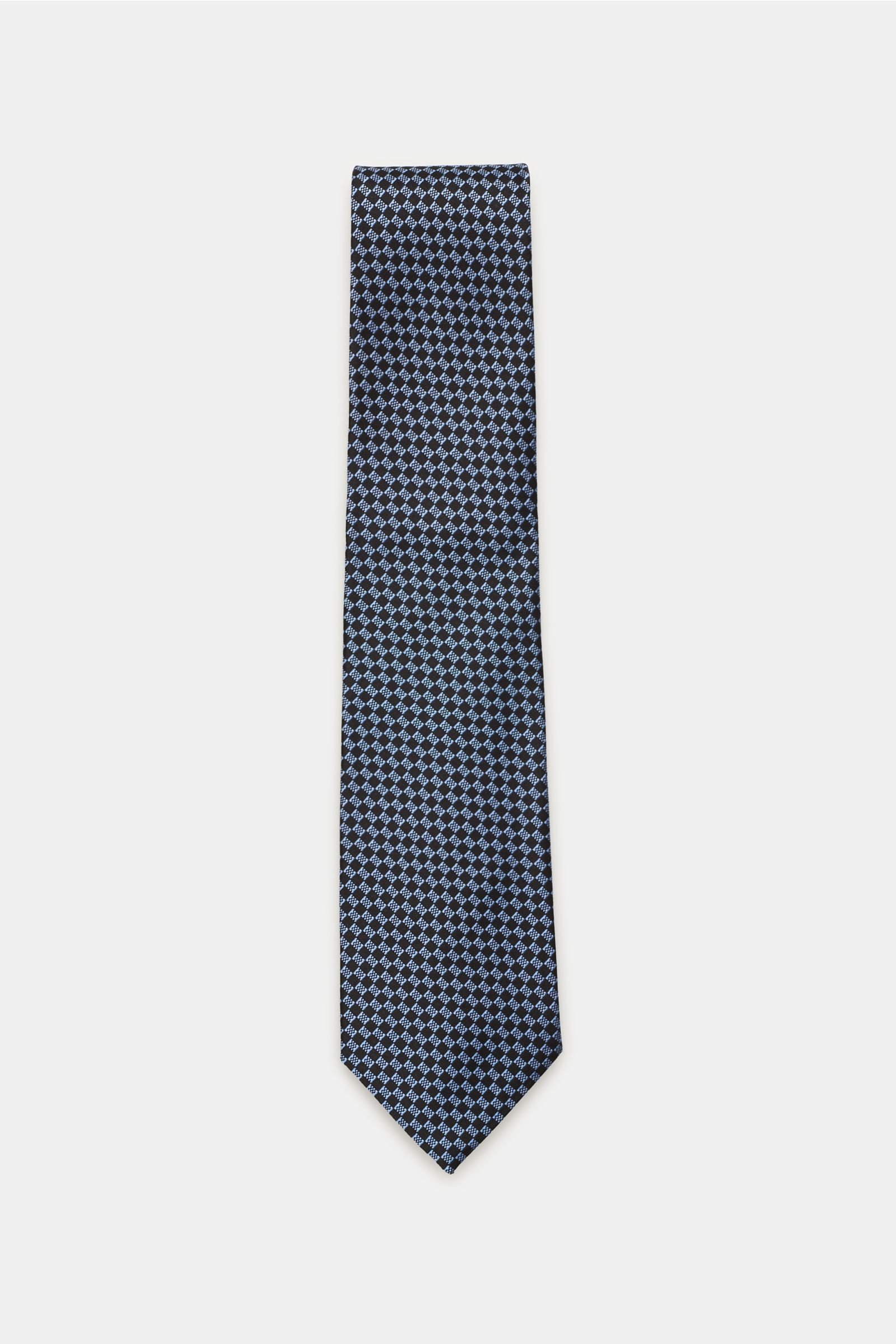 Silk tie smoky blue/black checked