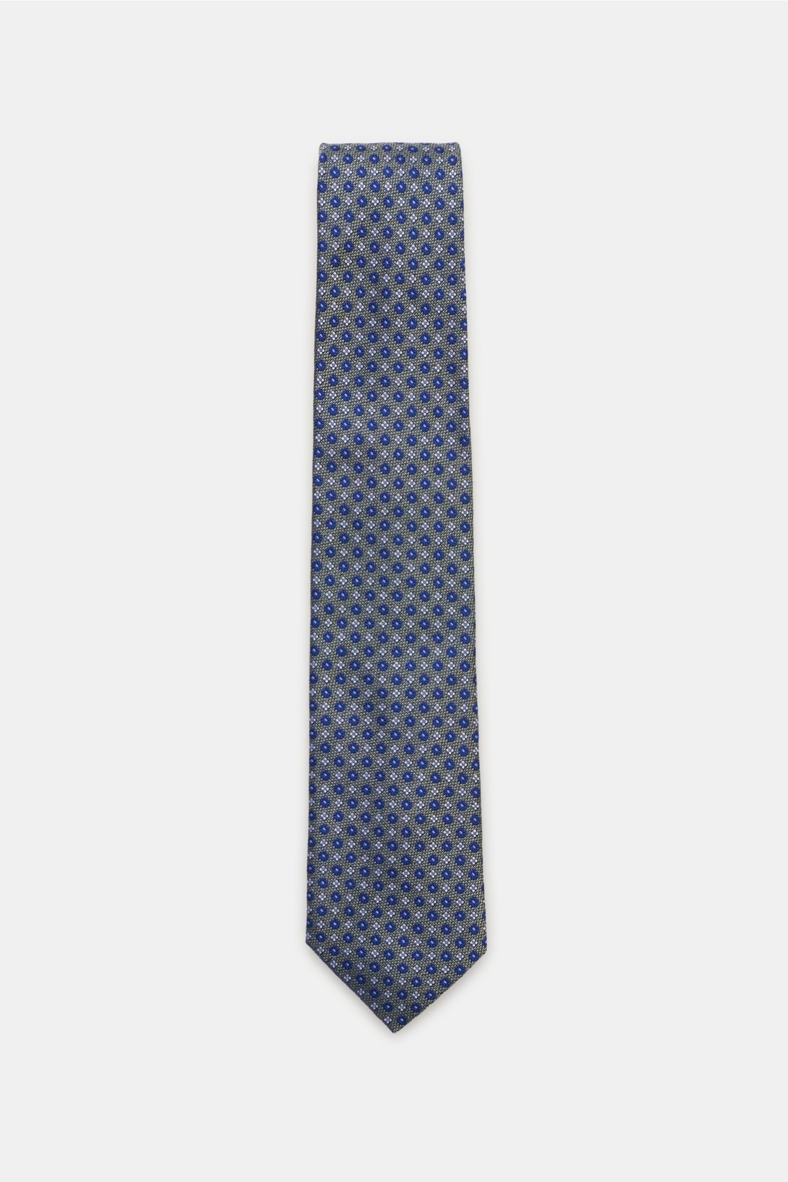 Silk tie navy/olive patterned