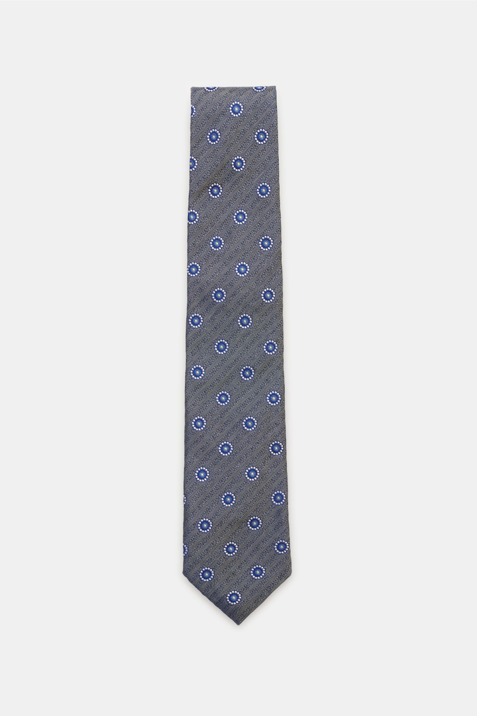 Silk tie olive/navy patterned