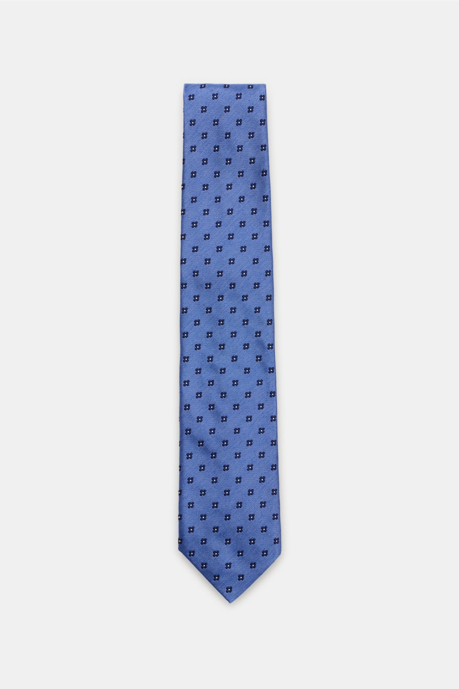 Silk tie smoky blue patterned