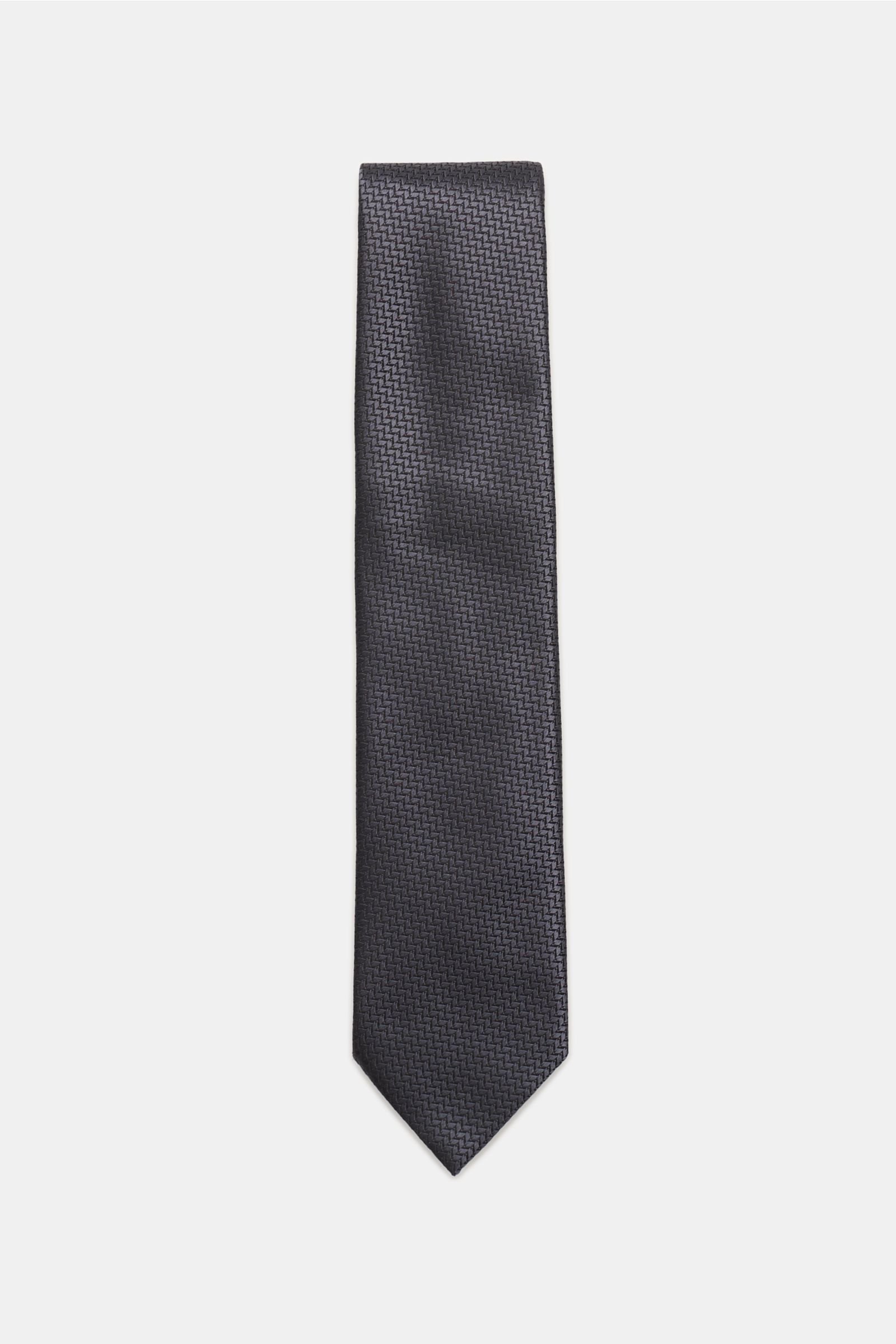 Silk tie anthracite patterned