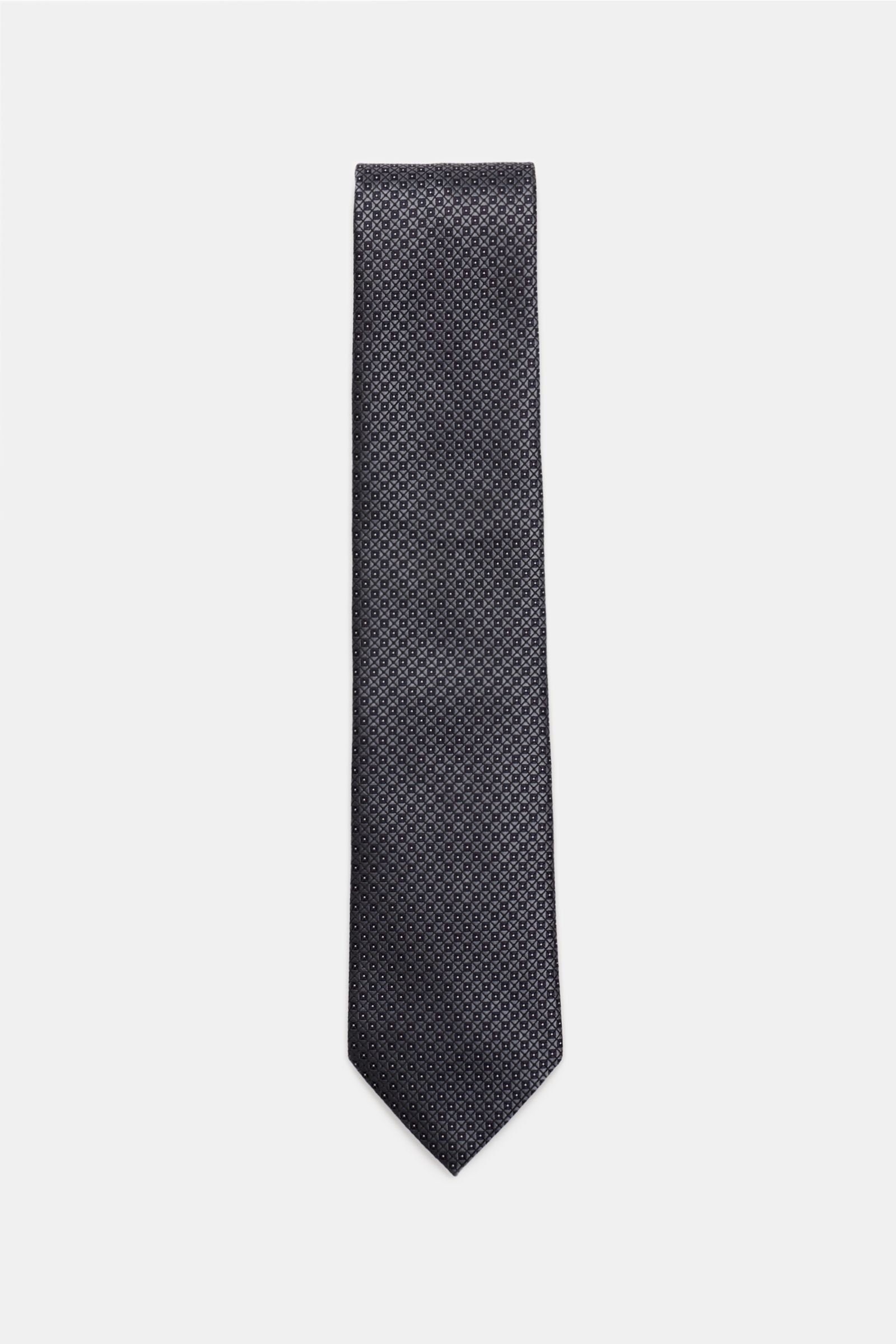 Silk tie dark grey/black patterned