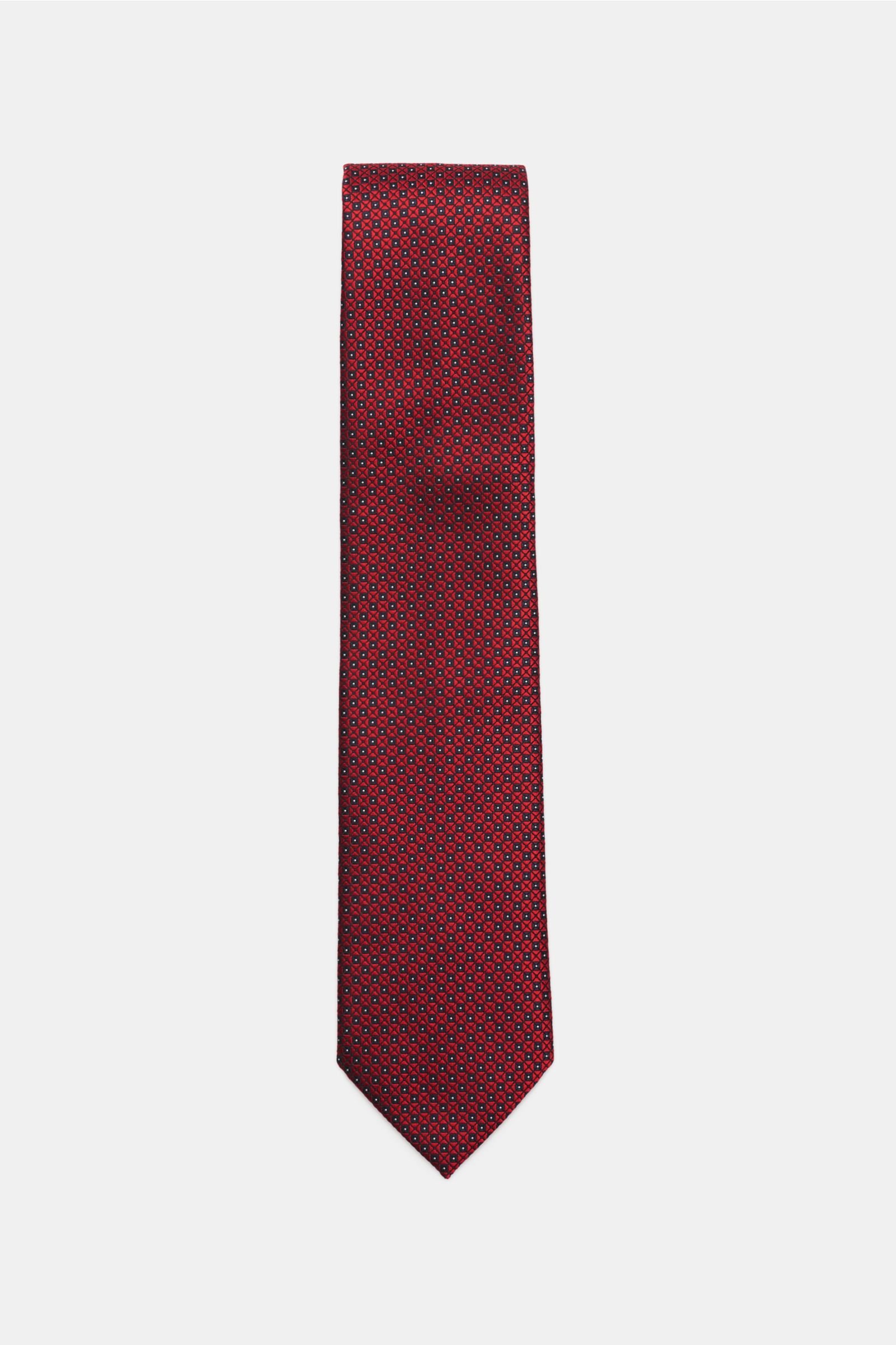 Silk tie dark red/black patterned