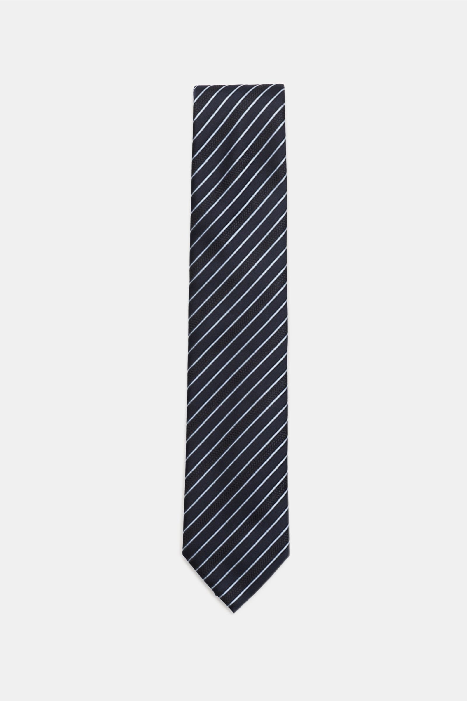 Silk tie navy striped