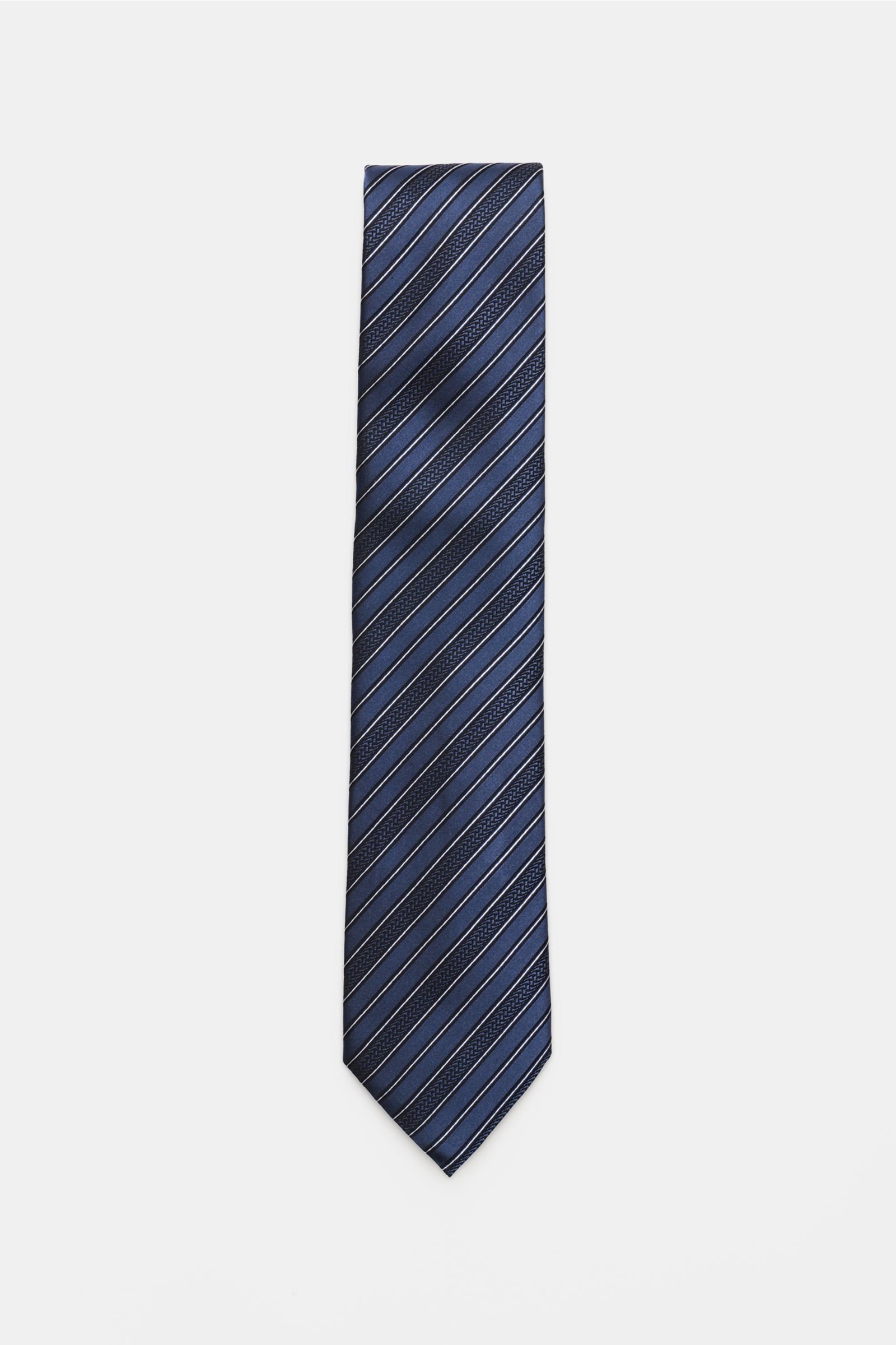 Silk tie grey-blue striped
