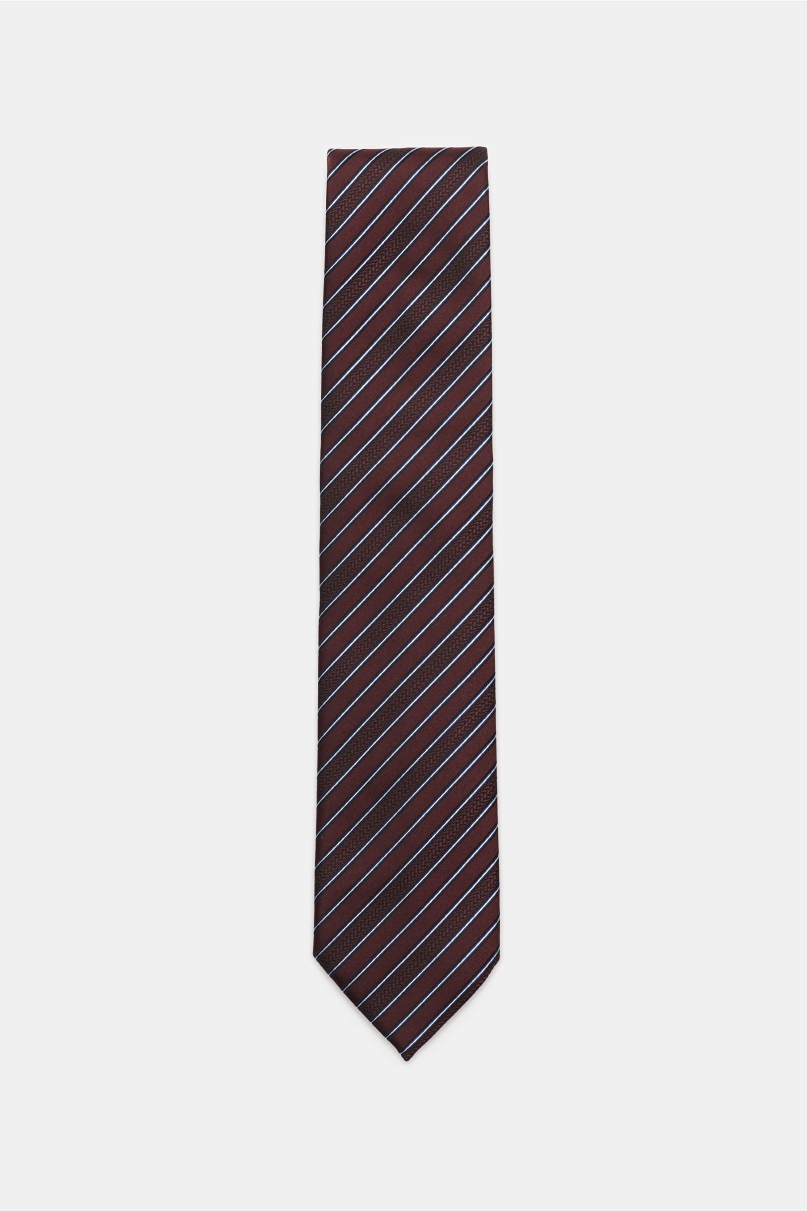 Silk tie burgundy striped
