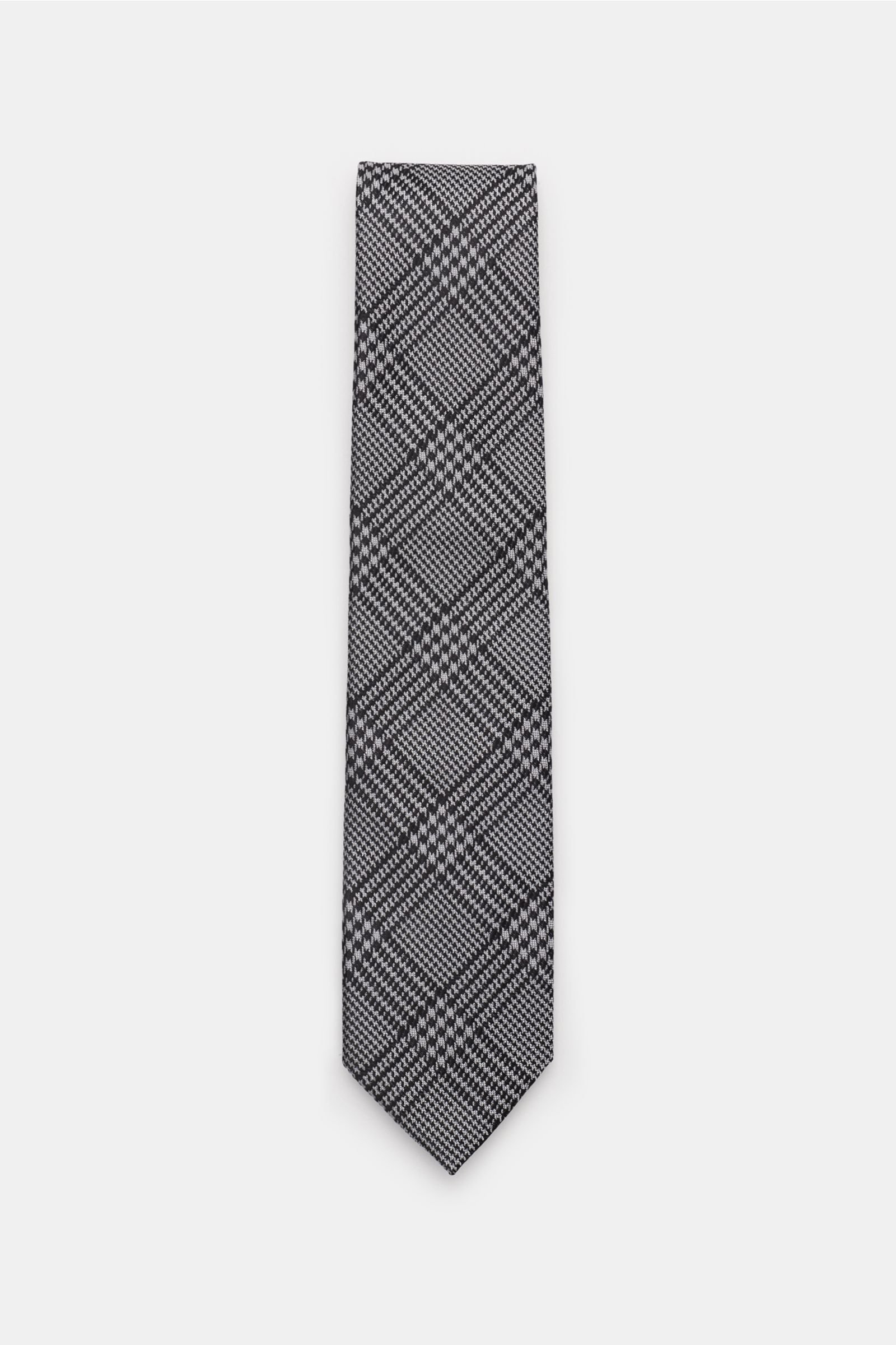 Silk tie light grey/black checked