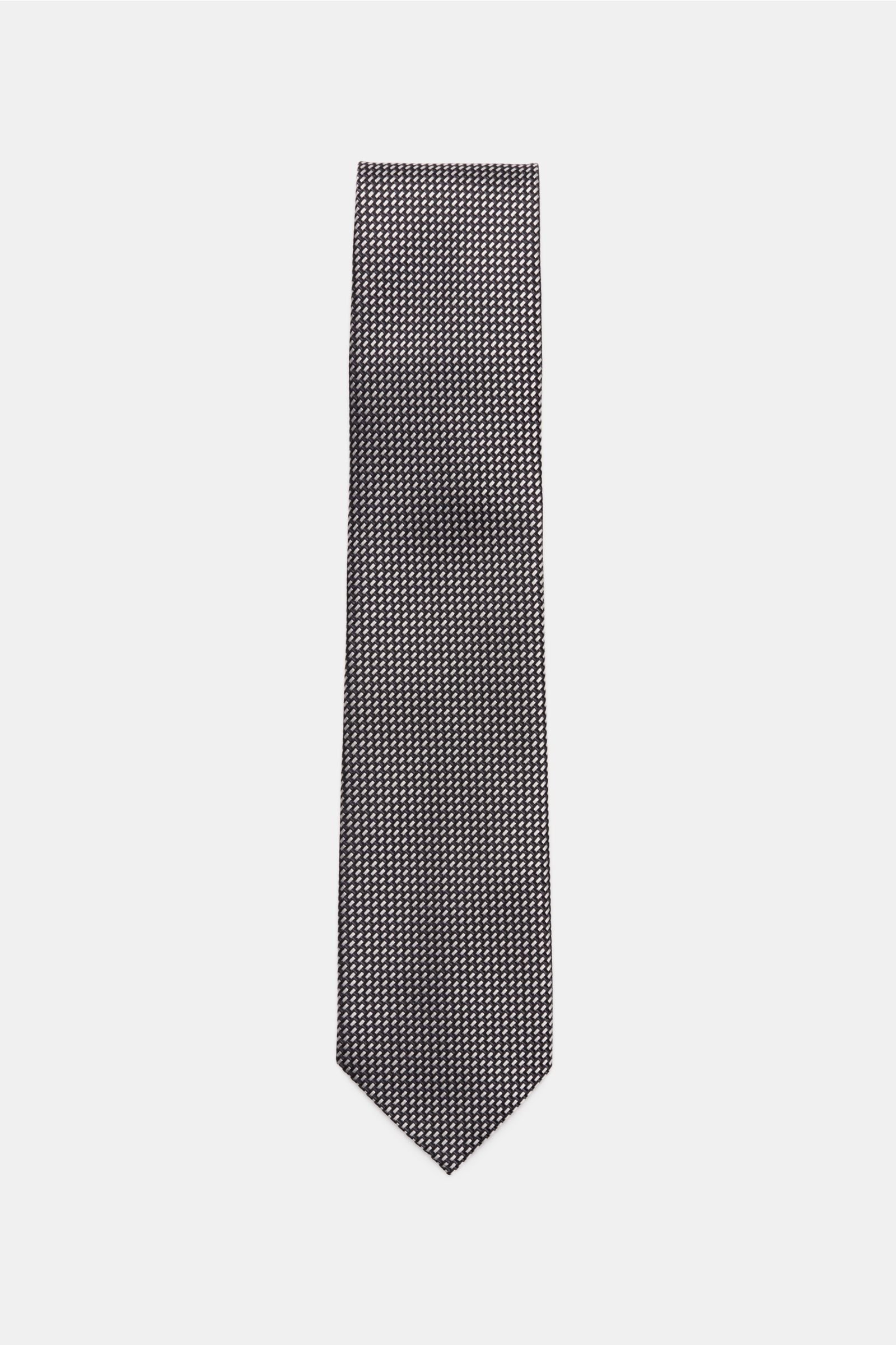 Silk tie black/light grey patterned